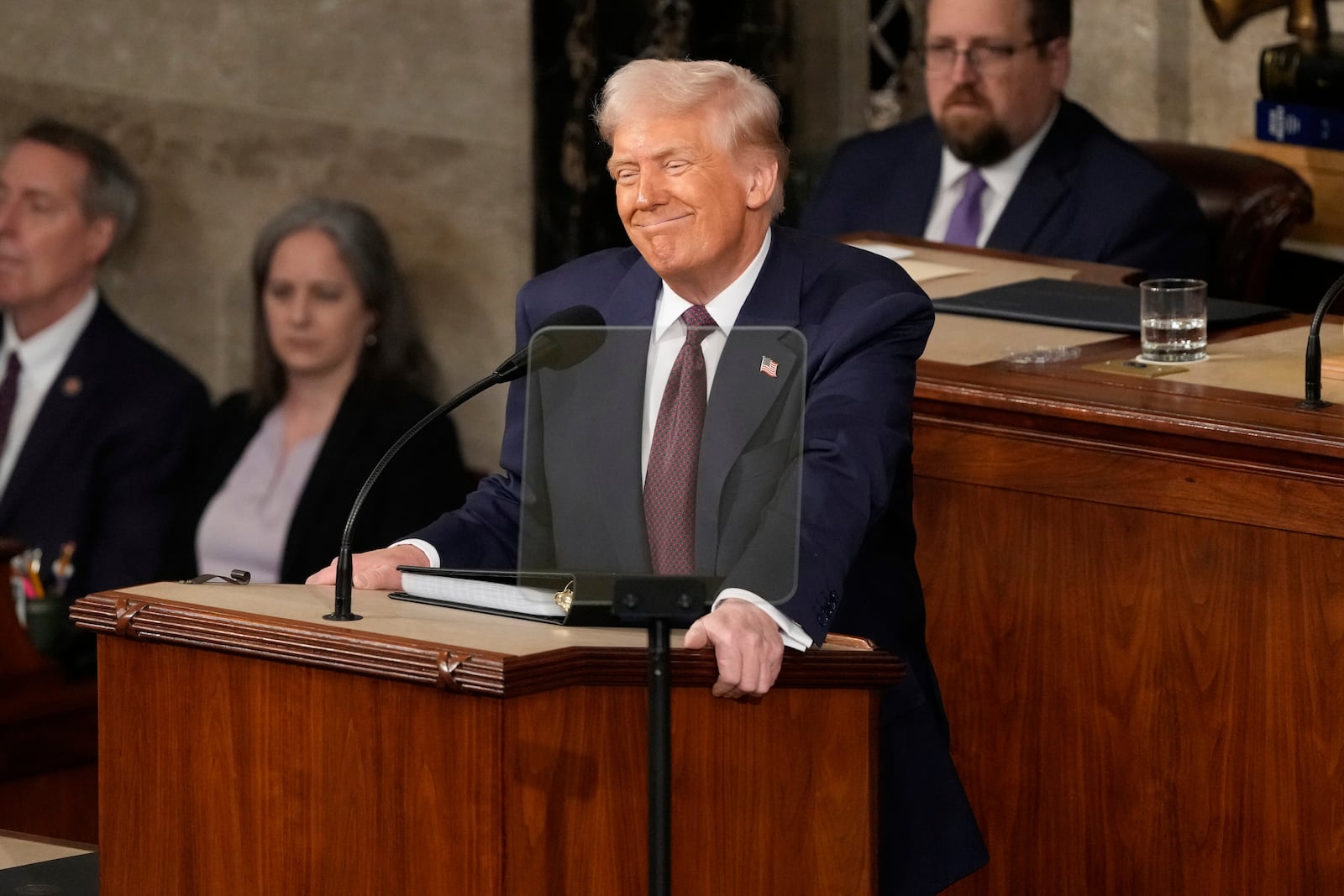 President Donald Trump addresses a joint session of Congress at the Capitol in Washington, Tuesday, March 4, 2025. (AP Photo/Ben Curtis)