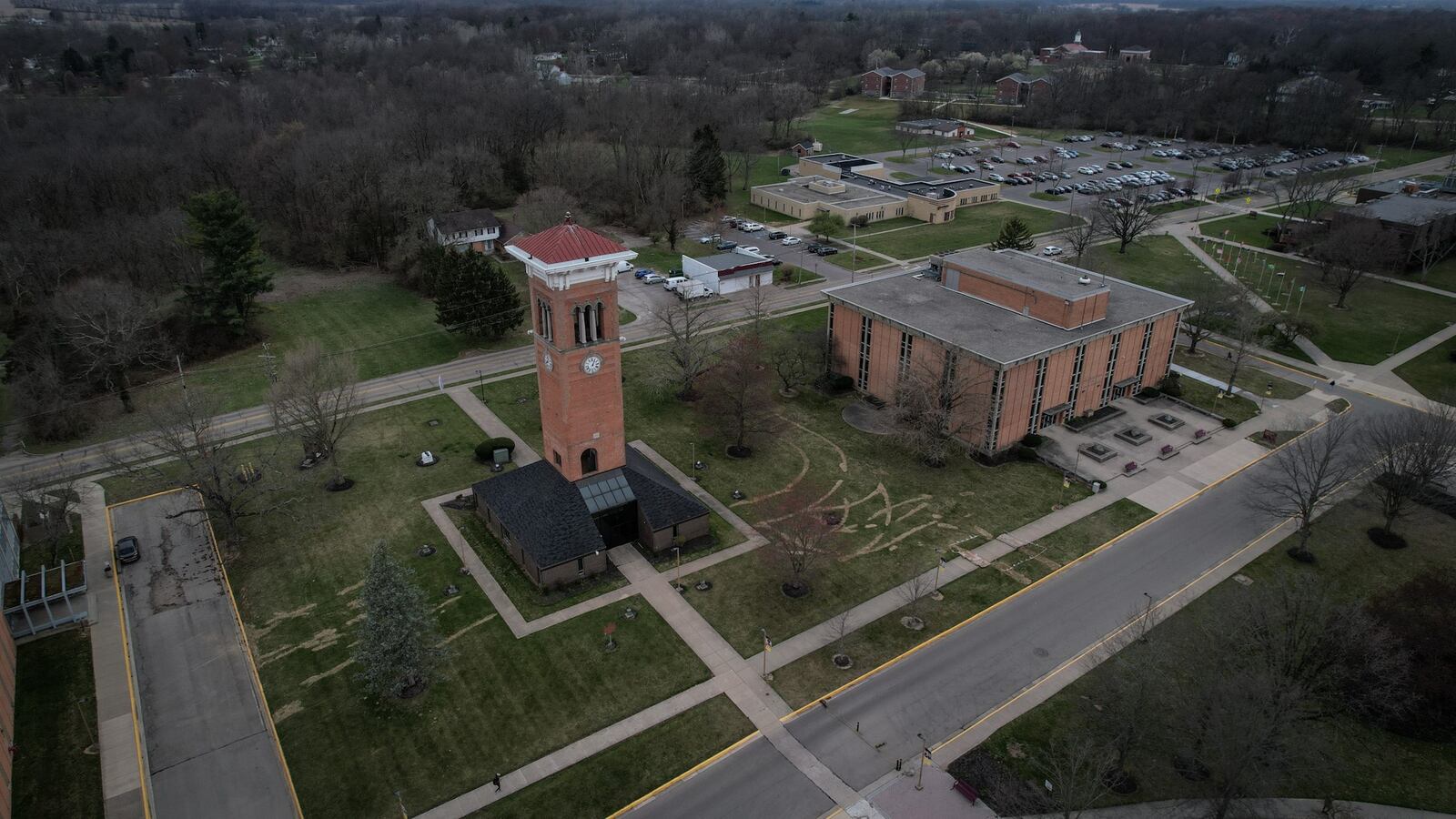 The tower at Central State University was heavily damaged by the April 3, 1974 tornado. Today, the tower stands.  JIM NOELKER/STAFF