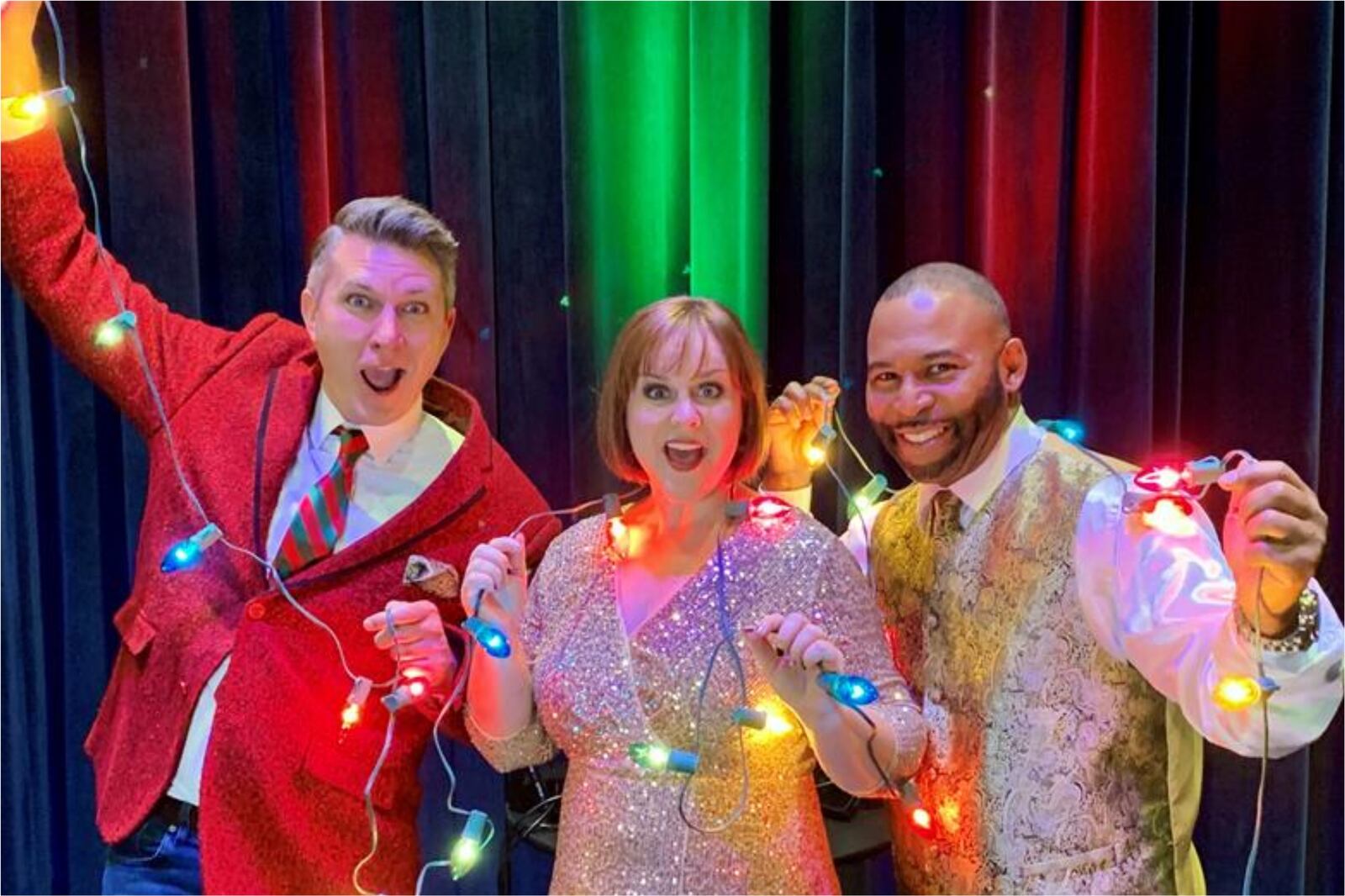 Dayton Live presents “Season’s Greetings: A Holiday Cabaret” featuring (left to right) singers Philip Drennen and Gina Handy and musician Deron Bell at PNC Arts Annex in Dayton Wednesday through Sunday, Dec. 6 through 10.