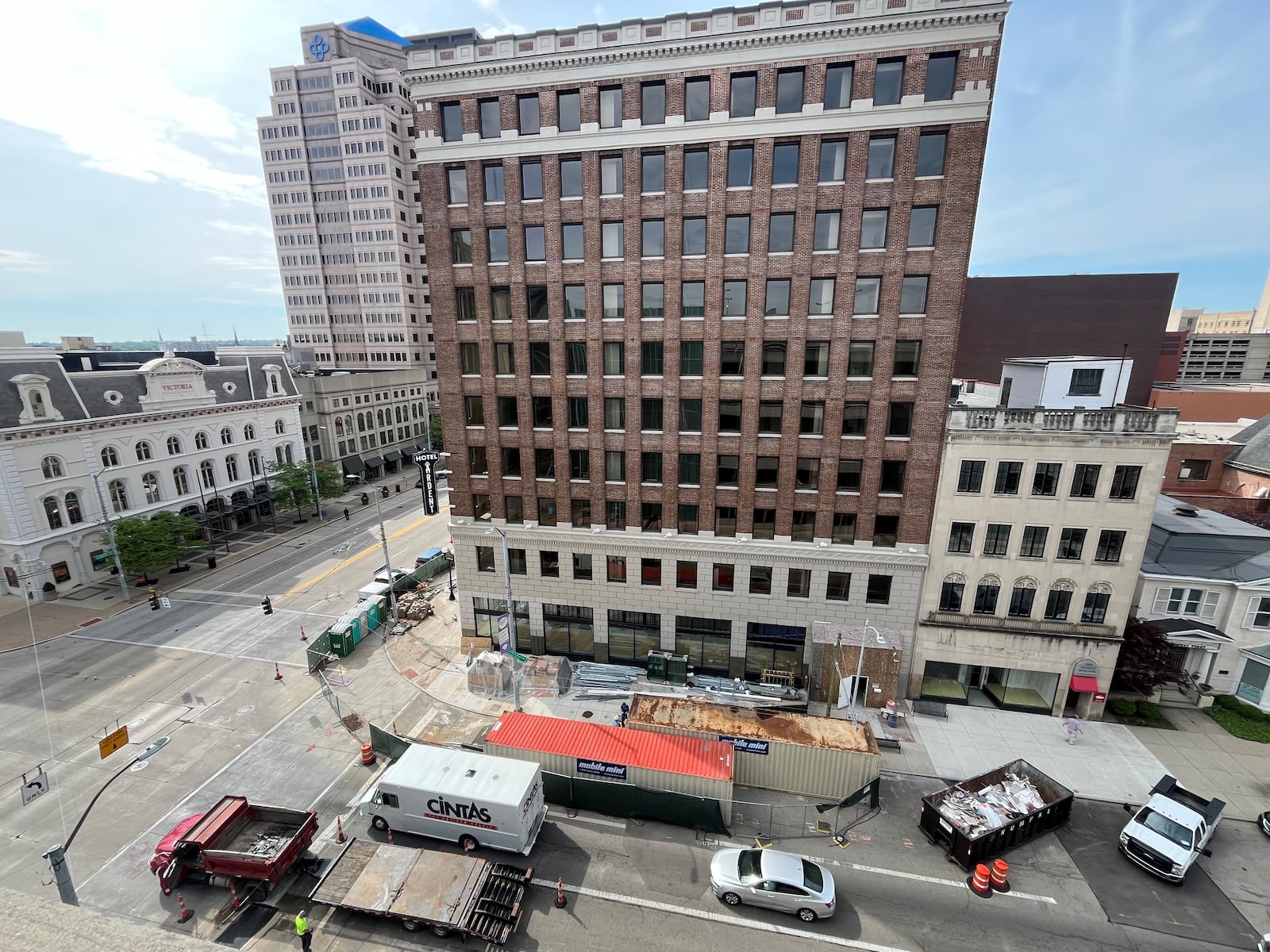 The Hotel Ardent is under construction at 137 N. Main St. in downtown Dayton. The 10-story boutique hotel, which is across the street from the Victoria Theatre, is expected to open in the third quarter of 2024. CORNELIUS FROLIK / STAFF