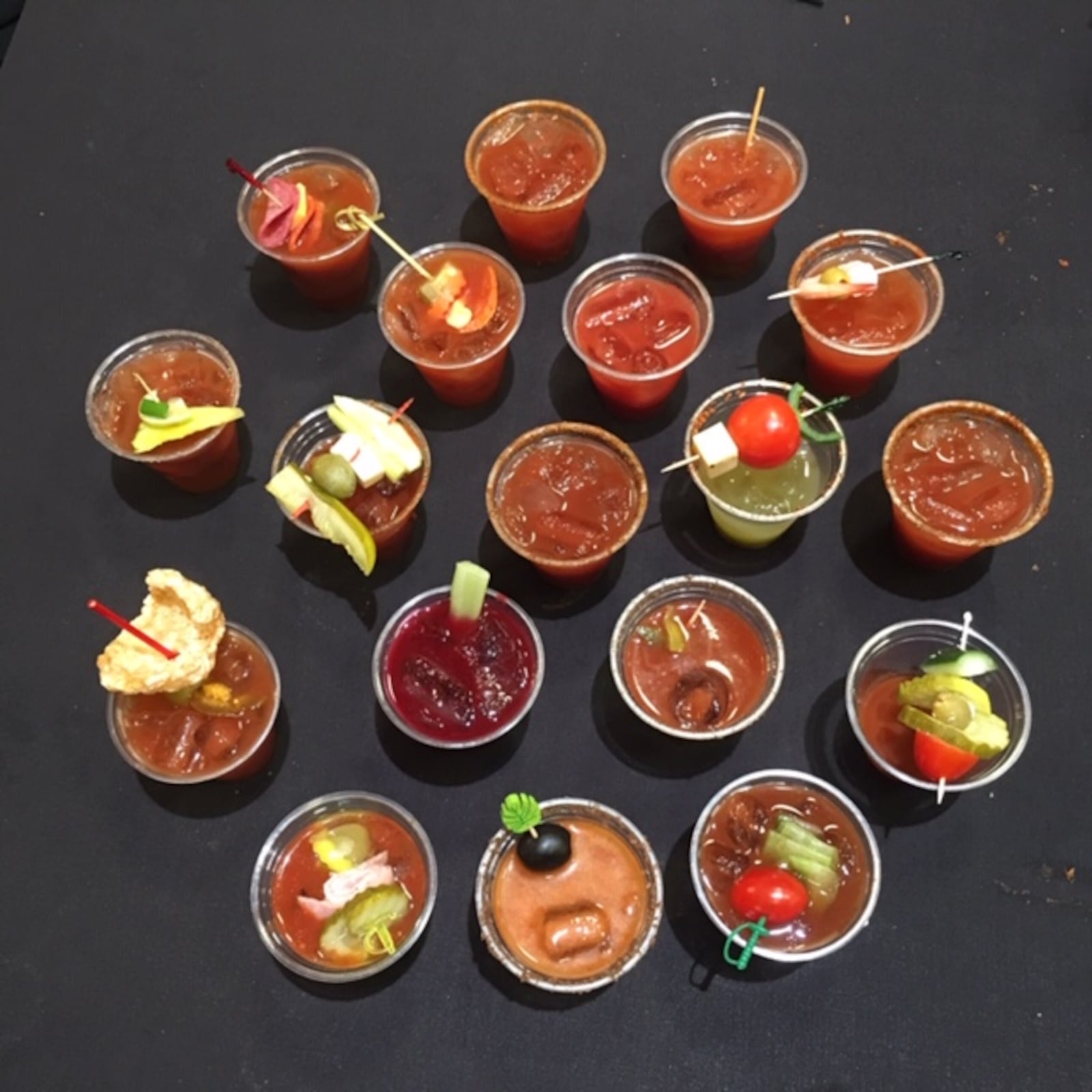 Participating restaurants in this years Bloody Mary Showdown were: Archer's Tavern; Bargo’s Grill and Tap; Brixx Ice Company; Calypso Grill and Smokehouse; Dewberry 1850; Fifth Street Brewpub; Jimmie’s Ladder 11;  Meadowlark Restaurant; Miami Valley Gaming; Milanos; Mutt's Sauce, LCC; Papi Joe's Tennessee Pepper Sauce Company; The Barrel in Springboro; TJ Chumps; Troll Pub; Trolley Stop; Tuty’s Bar & Grill; Wheat Penny.  ALEXIS LARSEN / CONTRIBUTING