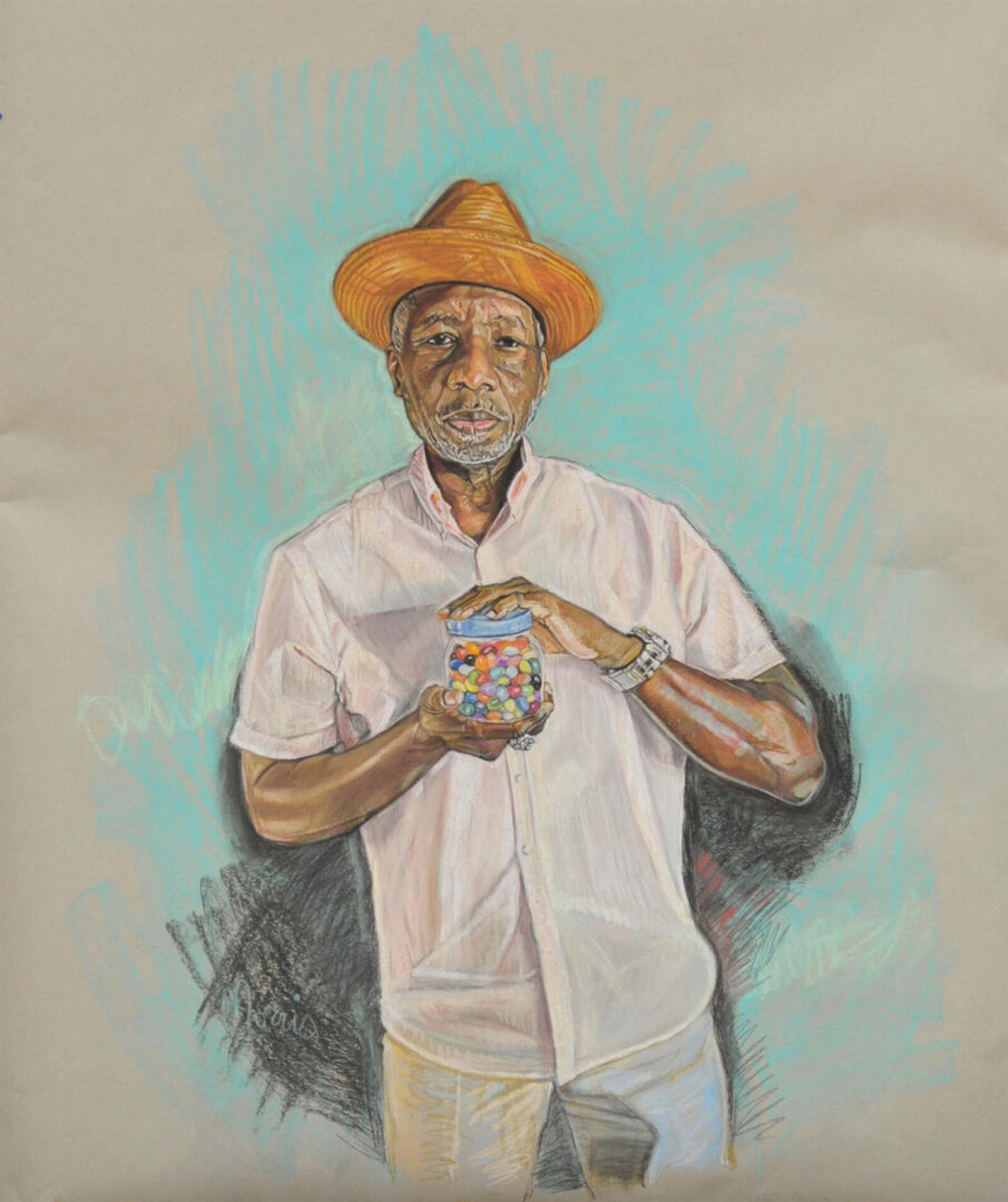 Howard, Morris. "How Many Jellybeans Are in a Jar." Pastel on paper, 40” × 32”. PHOTO BY MORRIS HOWARD