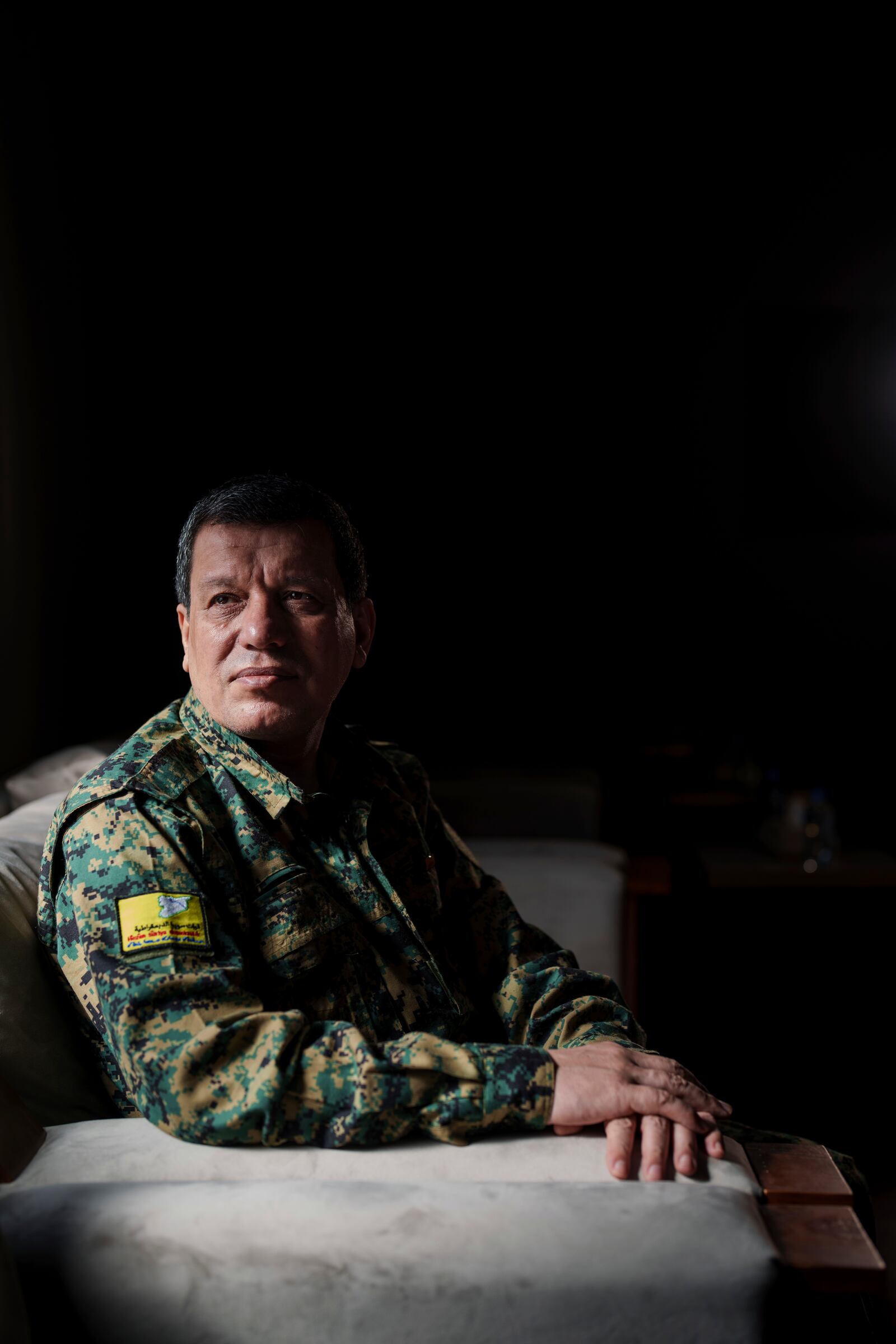 Mazloum Abdi, commander-in-chief of the Syrian Democratic Forces (SDF) in the northeastern Syrian city of Hassakeh, Sunday, Feb. 2, 2025. (AP Photo/Bernat Armangue)