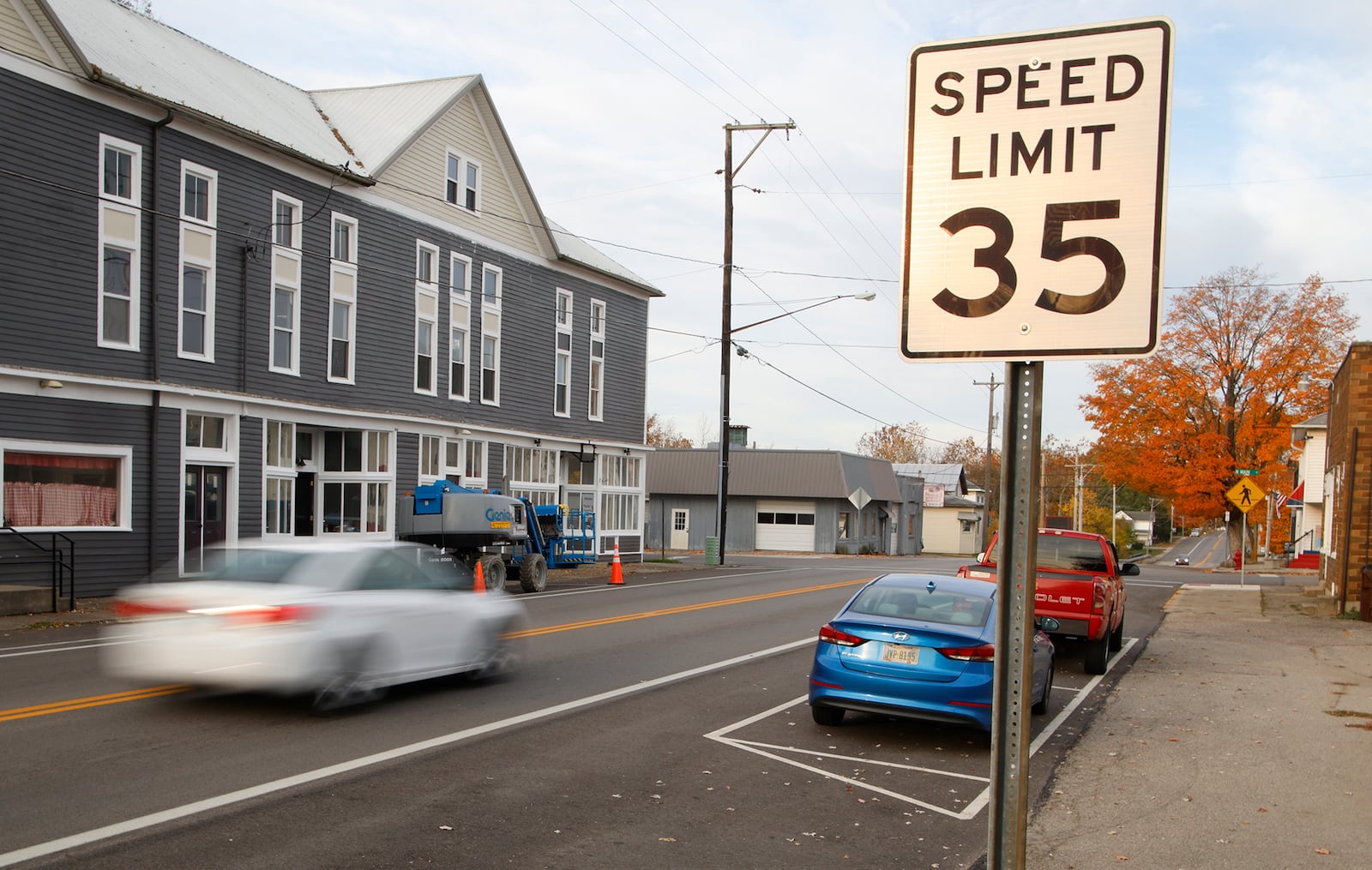 The speed limit on Ohio Route 41 changes from 50 miles per hour to 35 miles per hour in the village of North Hampton in Clark County. BILL LACKEY/STAFF