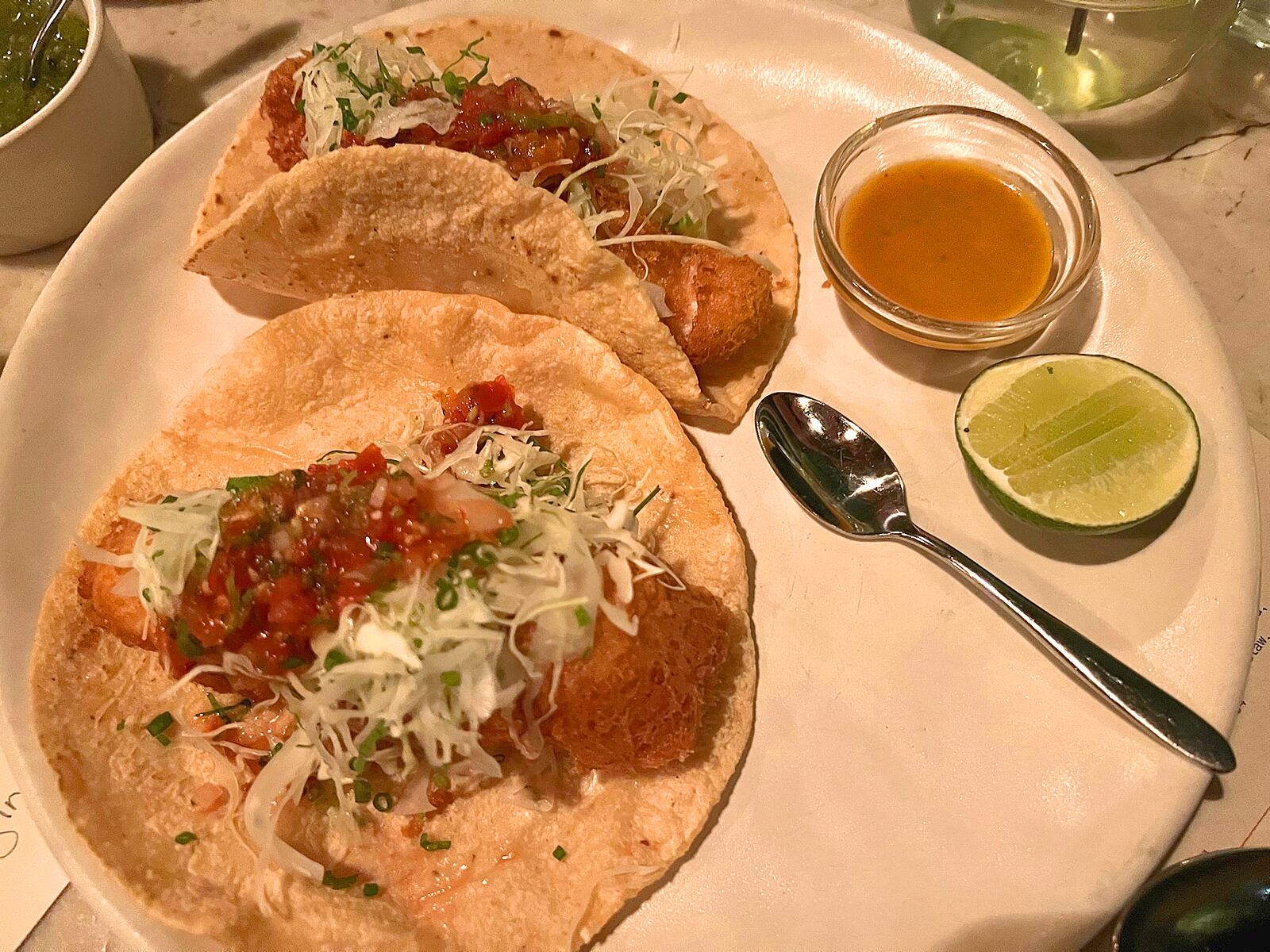 Fish tacos are featured at Este in Austin, Texas. Contributed 