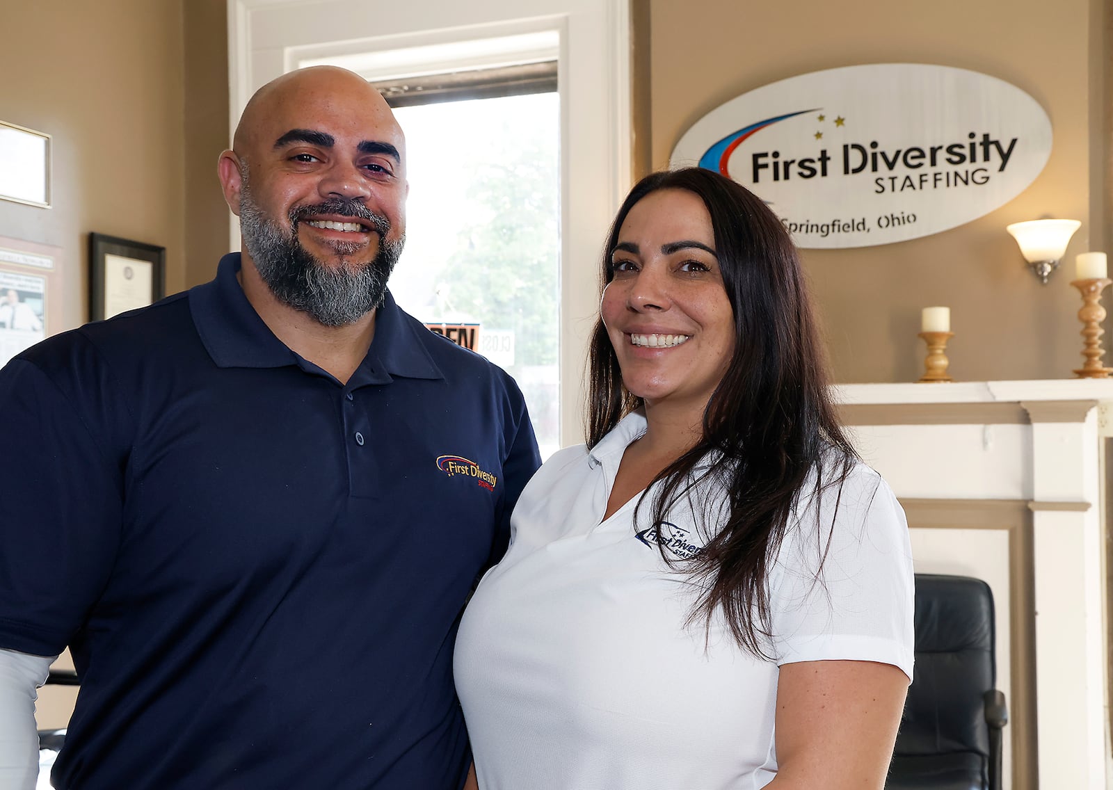 George Ten, the owner of First Diversity Staffing, and his wife, Rachael, Friday, Sept. 20, 2024. BILL LACKEY/STAFF