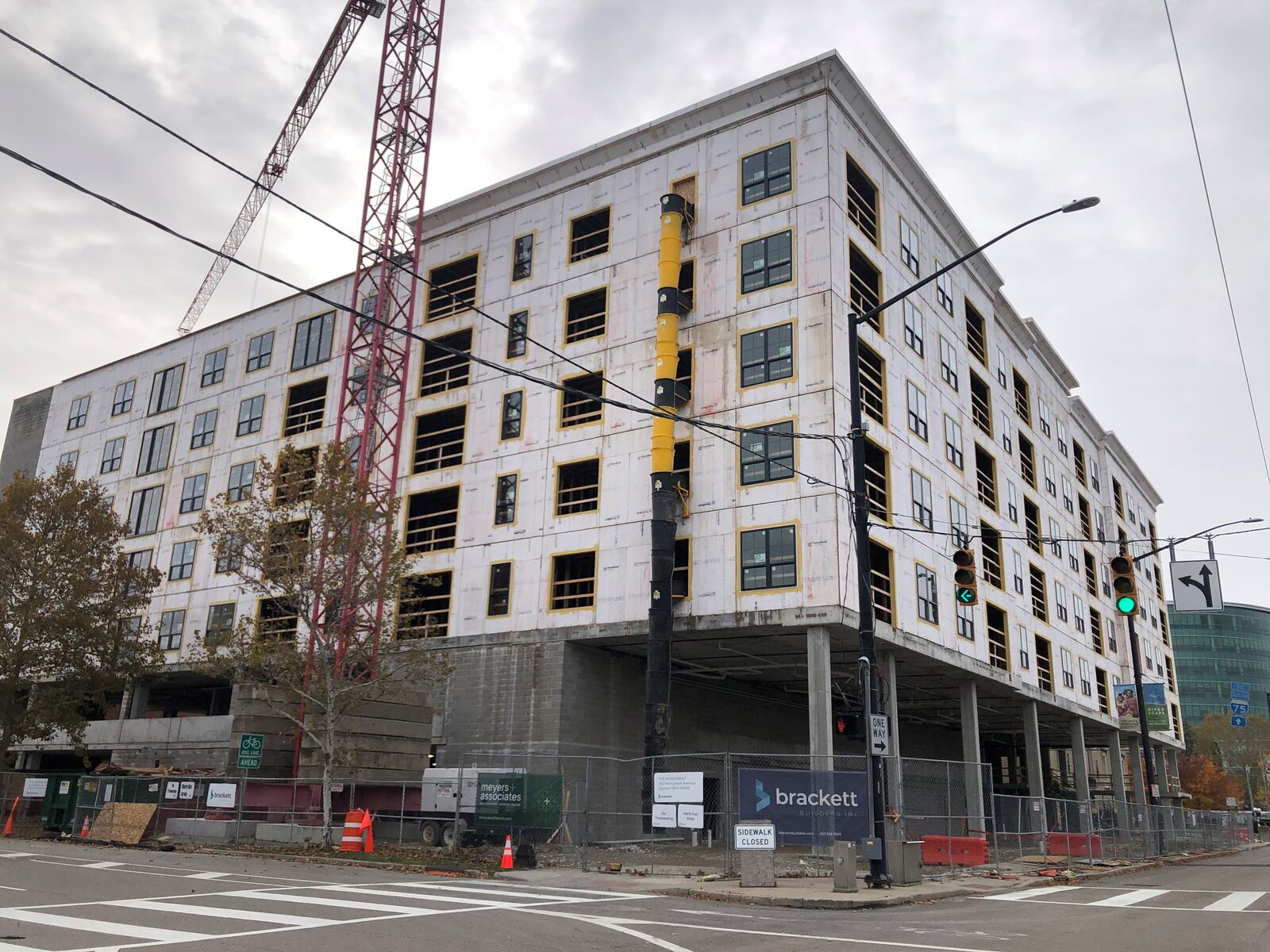 Construction continues on the Monument apartment building, located across the street from RiverScape MetroPark. CORNELIUS FROLIK / STAFF