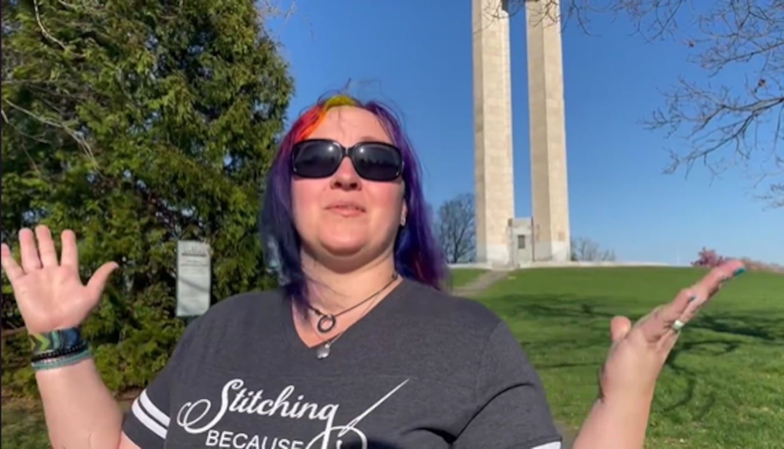 Erin Clough and her family drove nearly 1,000 miles from Titusville, Florida, to watch the total eclipse Monday, April 8, 2024, at Carillon Historical Park in Dayton. JIM NOELKER/STAFF