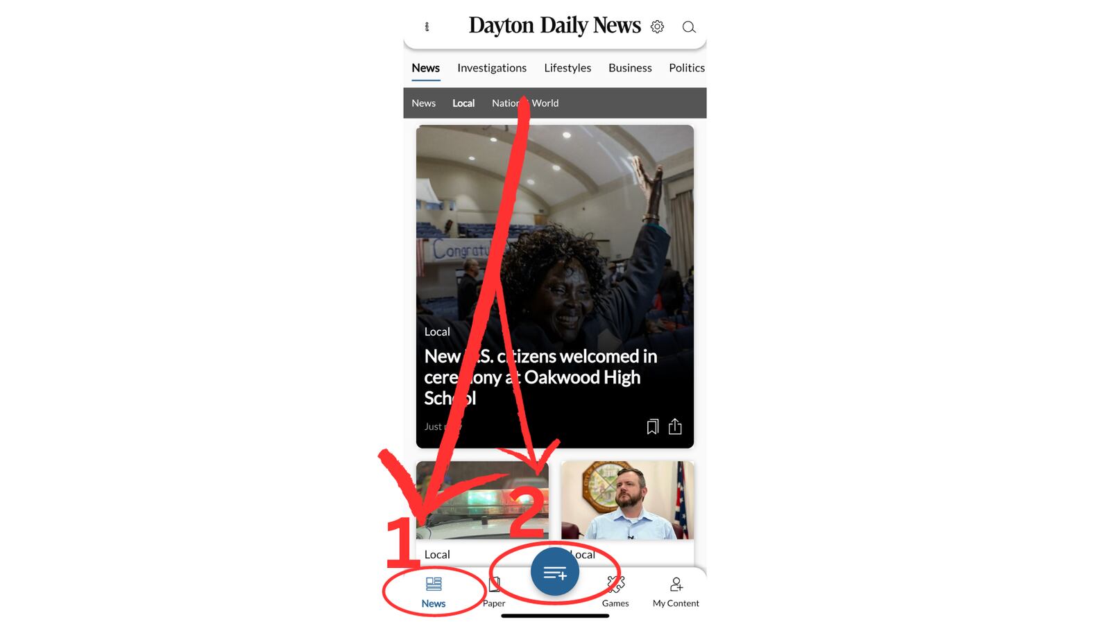 You can select which topics of news you want to see in your news feed on the Dayton Daily News app.