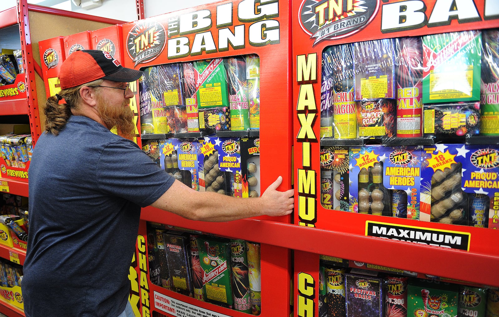 Martin Jones checks out the Big Bang Box of firesworks, Tuesday June 21, 2022 at TNT Fireworks located at 840 S. Union Rd. MARSHALL GORBY\STAFF