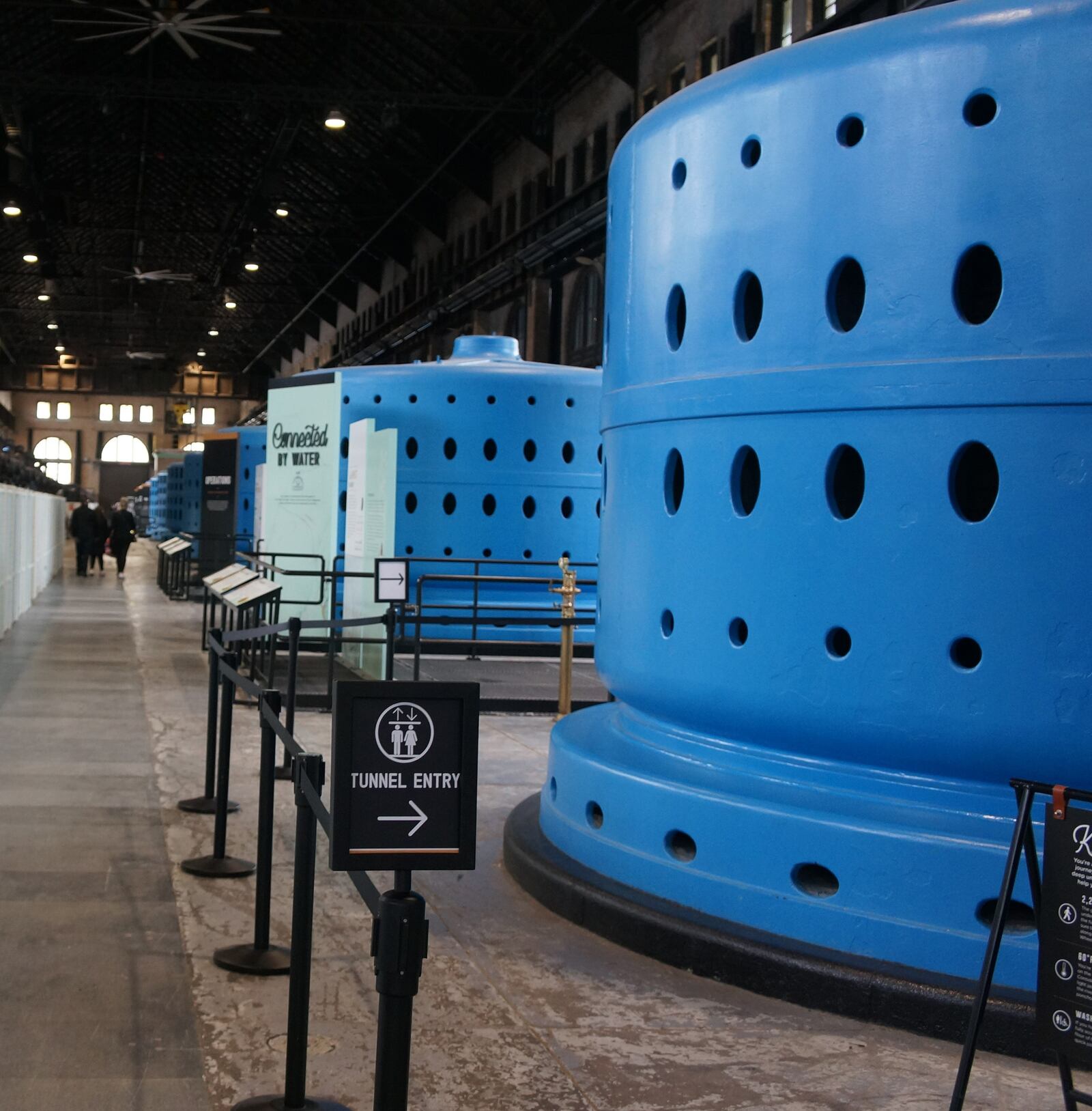 Six huge generators painted bright blue stand out in the plant’s main room. The station was finished in 1905 and decommissioned in 2006. (Colleen Thomas/TNS)