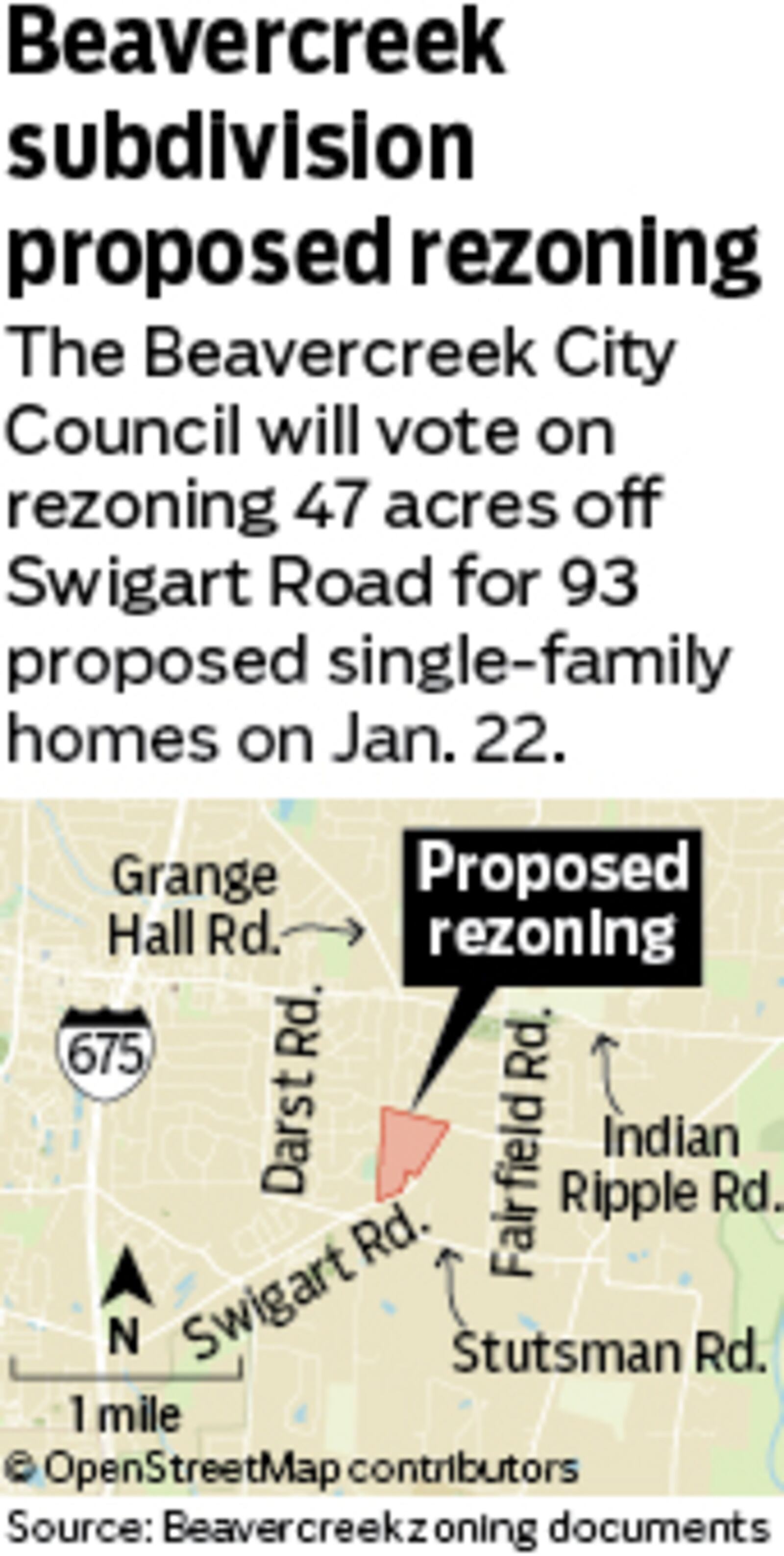 Residents expressed concerns Monday over a proposed rezoning for a new subdivision in Beavercreek.