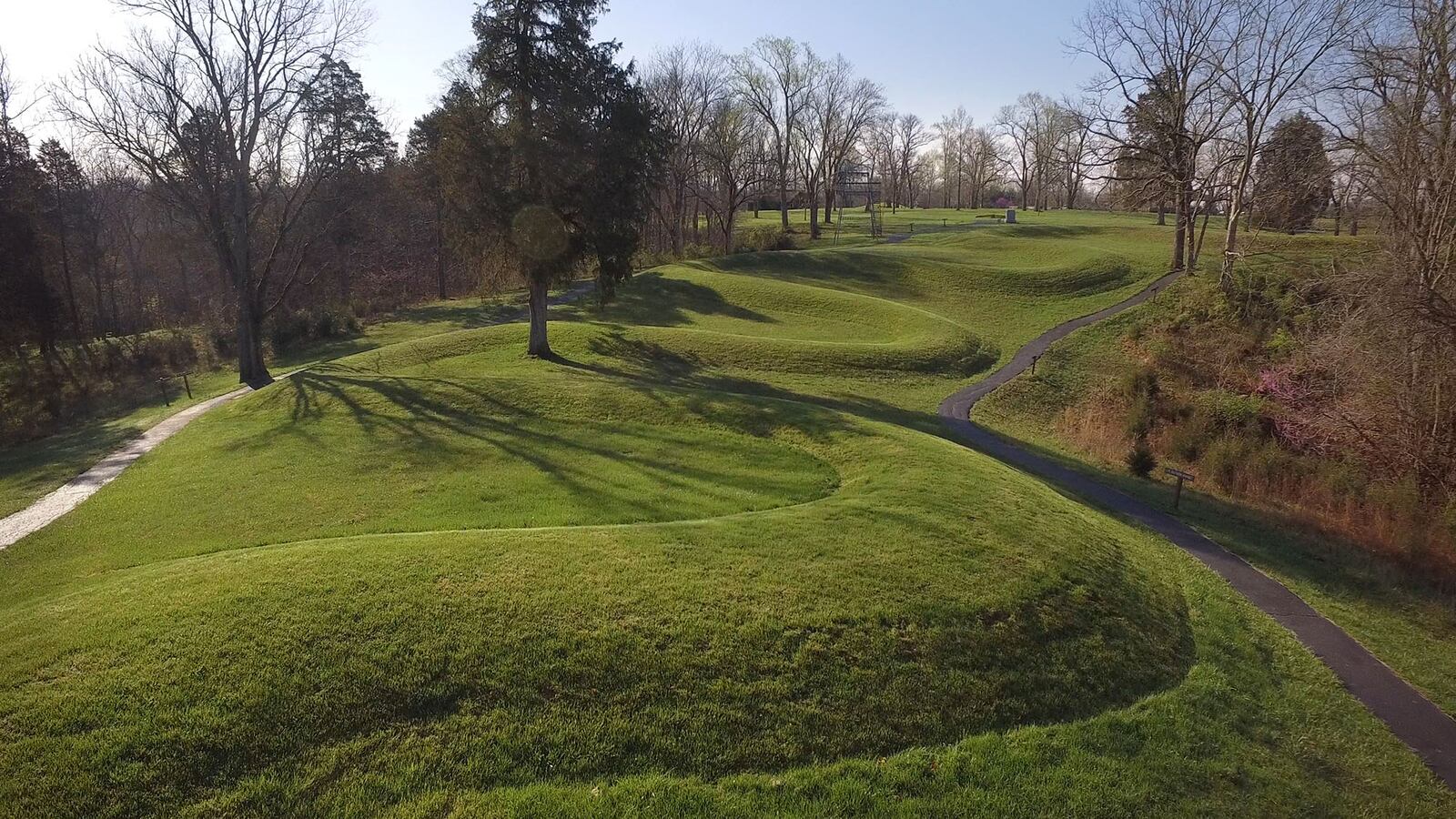 Serpent Mound measures 1,348 feet long. Serpent Mound is the largest surviving ancient effigy mound in the world and is on the National Register of Historic Places.  It is located near Peebles, Ohio on State Route 73.    TY GREENLEES / STAFF