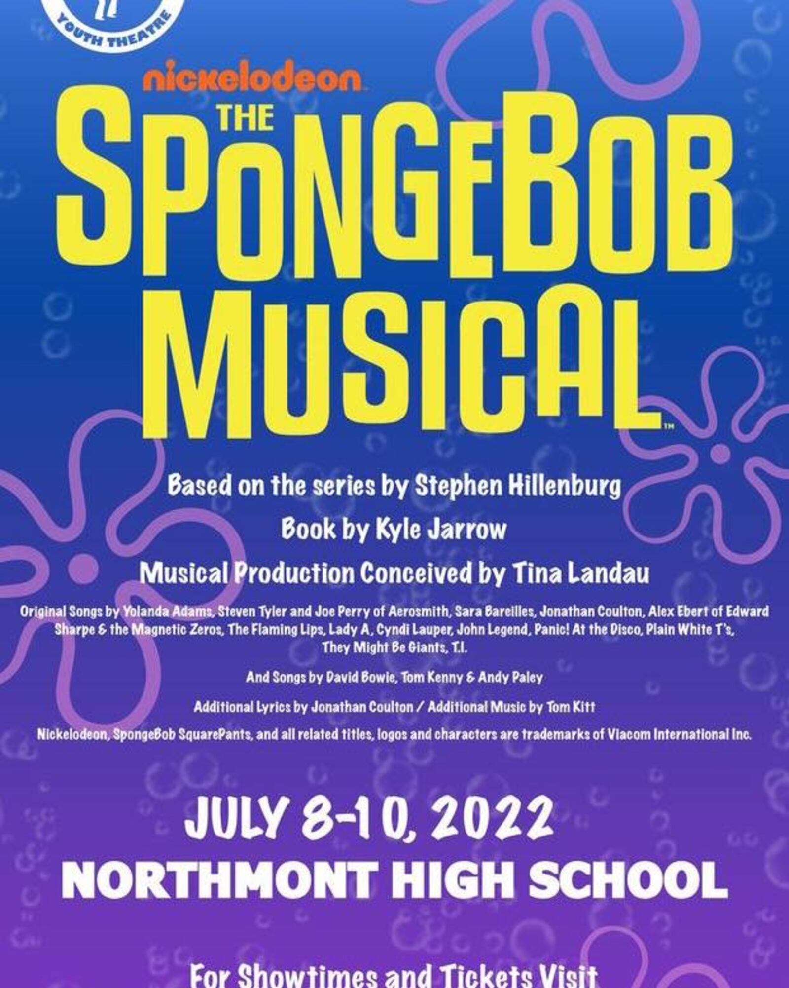 Vandalia Youth Theatre presents "The SpongeBob Musical" July 8-10 at Northmont High School. CONTRIBUTED