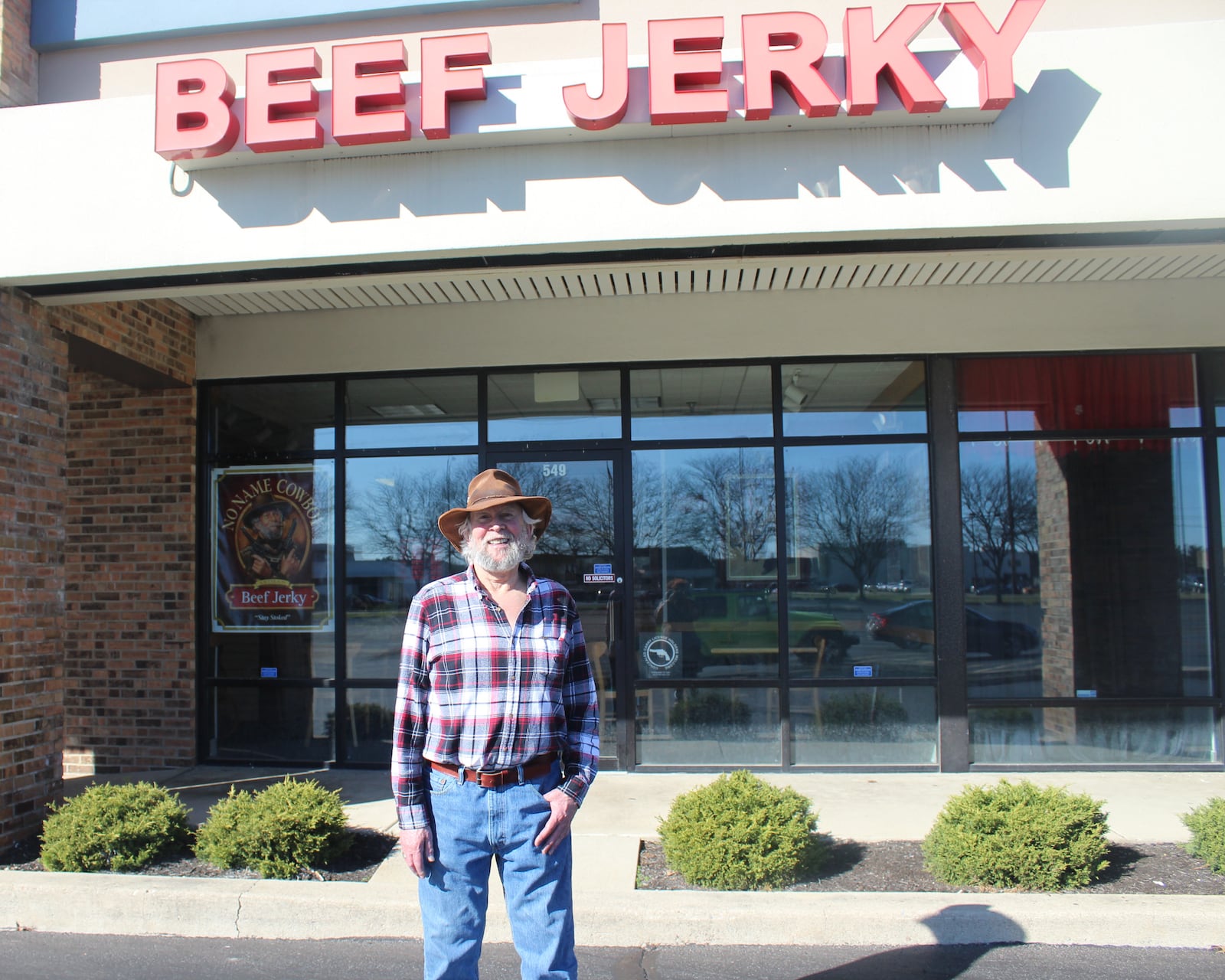 Dave "No Name Cowboy" Buehrle opened No Name Cowboy beef jerky store in 2011 with his late wife, Mary.  The Washington Twp. store is decorated in posters of cowboy movies, The Second Amendment and the Declaration of Independence.  A print hang on the wall of Dave and Mary in western wear.