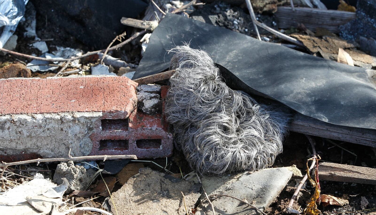 A wig found in North Dixie Drive debris from the May 2019 tornadoes was likely ripped from the Pandora Beauty Supply store by the EF4 tornado. STAFF FILE PHOTO / CHRIS STEWART