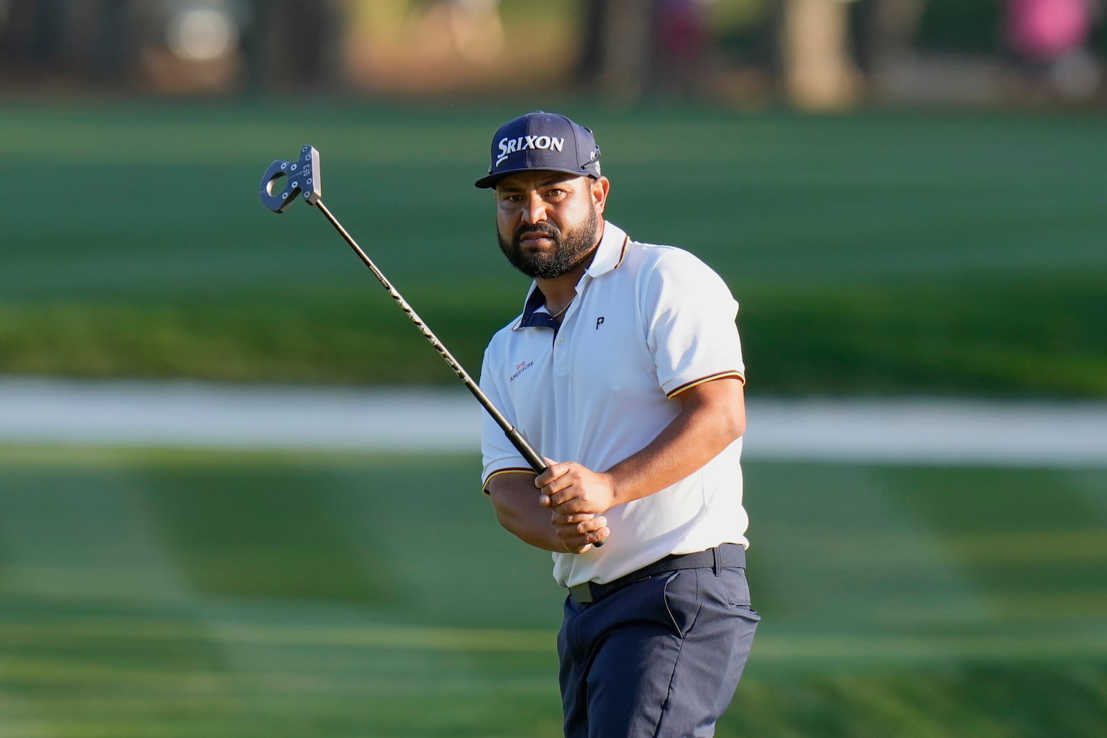 J.J. Spaun watches his birdie putt on the 15th hole during the third round of The Players Championship golf tournament Saturday, March 15, 2025, in Ponte Vedra Beach, Fla. (AP Photo/Chris O'Meara)