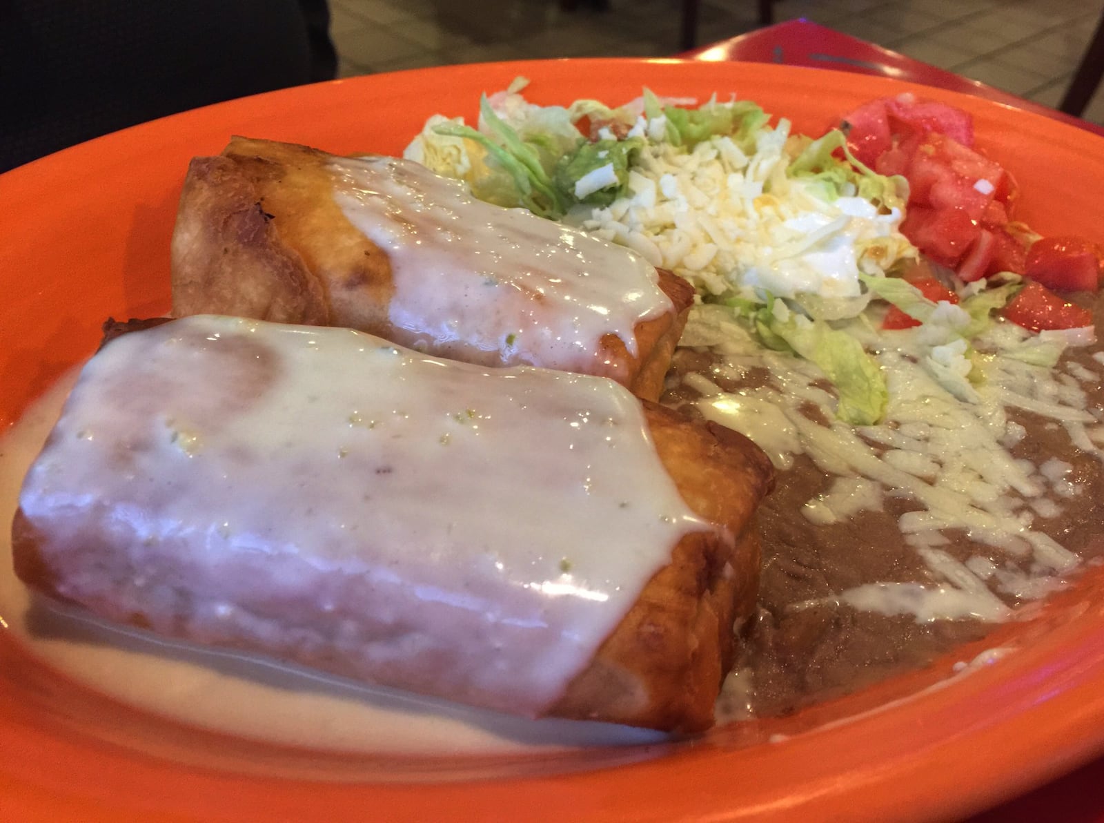 The Chimichanga is the most popular item on the extensive menu at Las Piramides. CONNIE POST/STAFF