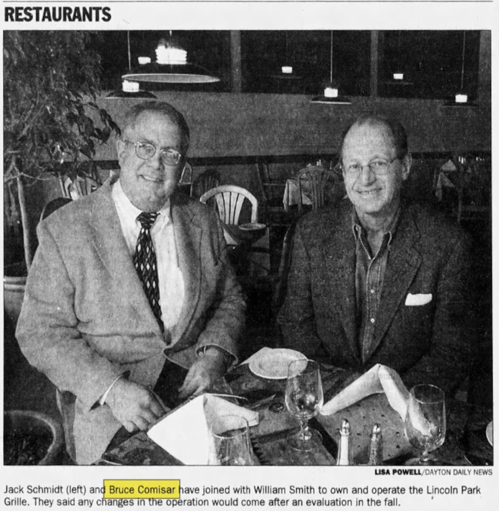 In this story from January 1999, Comisar discussed purchasing the Lincoln Park Grill.