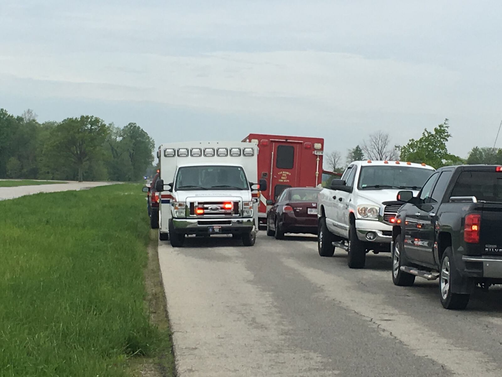 A driver was rescued from a submerged vehicle on Wells Road in Shelby County, the second water rescue from a submerged vehicle Friday. (Jarod Thursh/Staff)