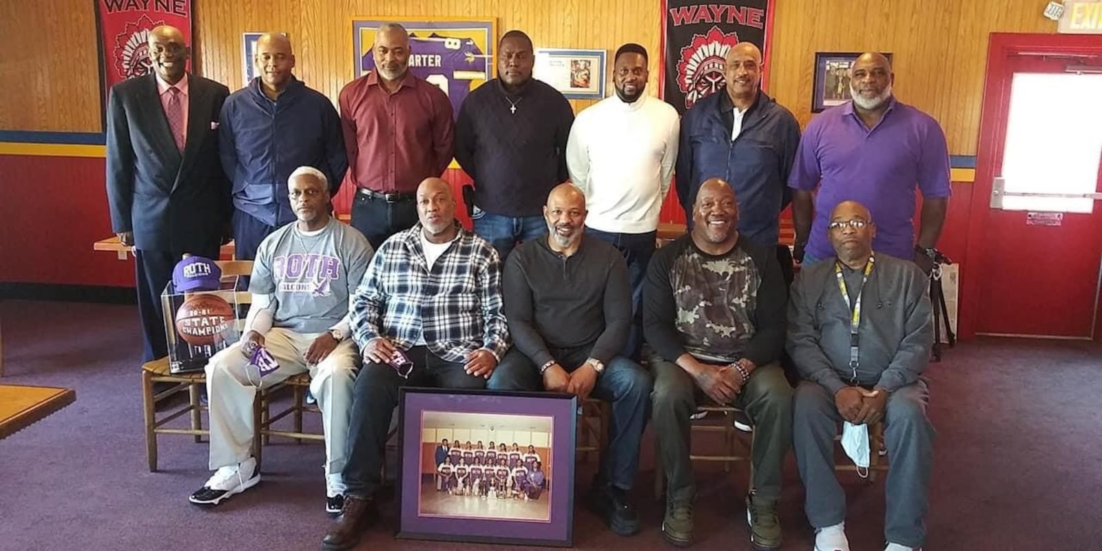 Members of the Roth High School 1980-81 state championship team during Saturday's reunion. Will Henry/CONTRIBUTED