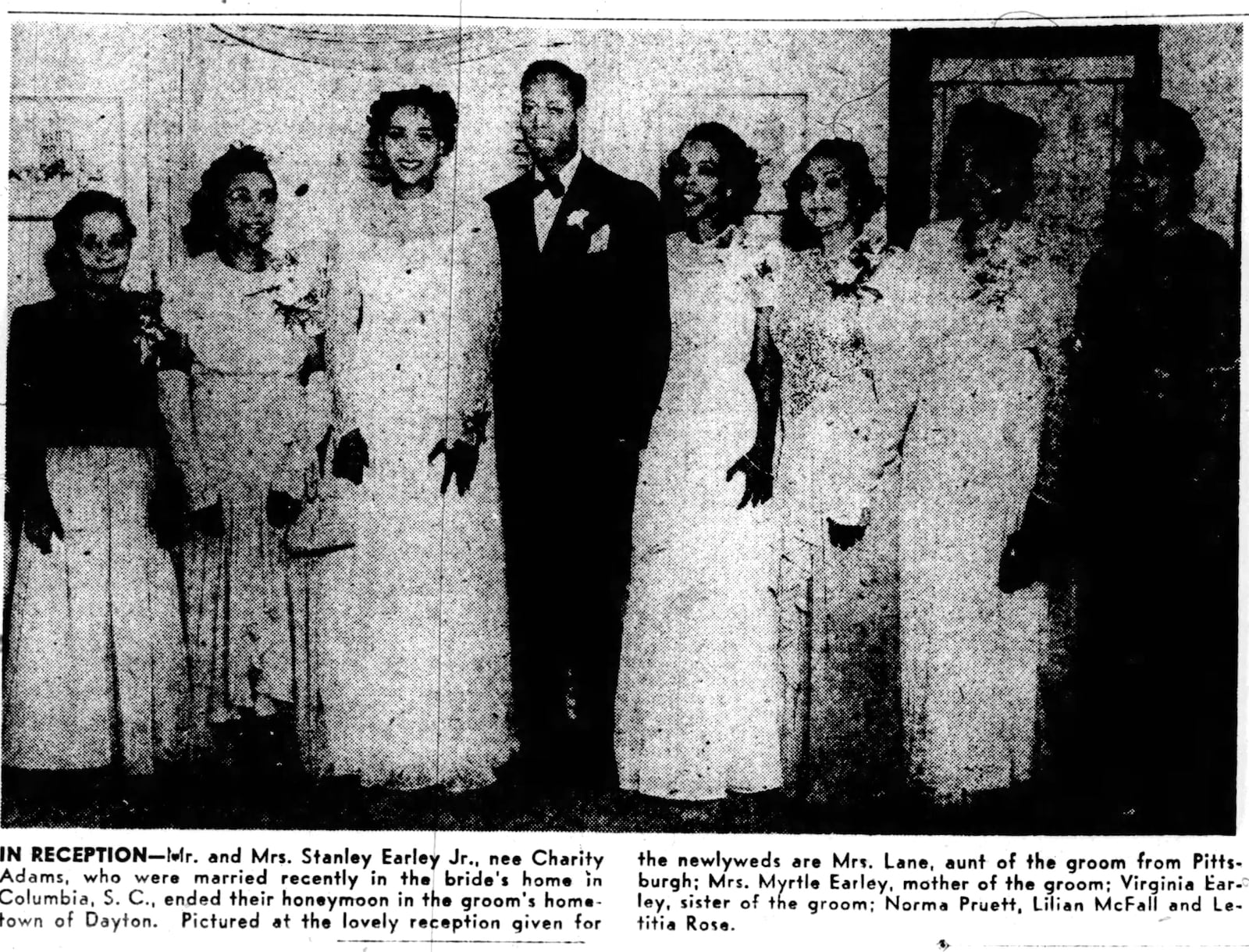 The wedding of Stanley Earley and Charity Adams Earley in 1949. NEW PITSBURGH COURIER ARCHIVES