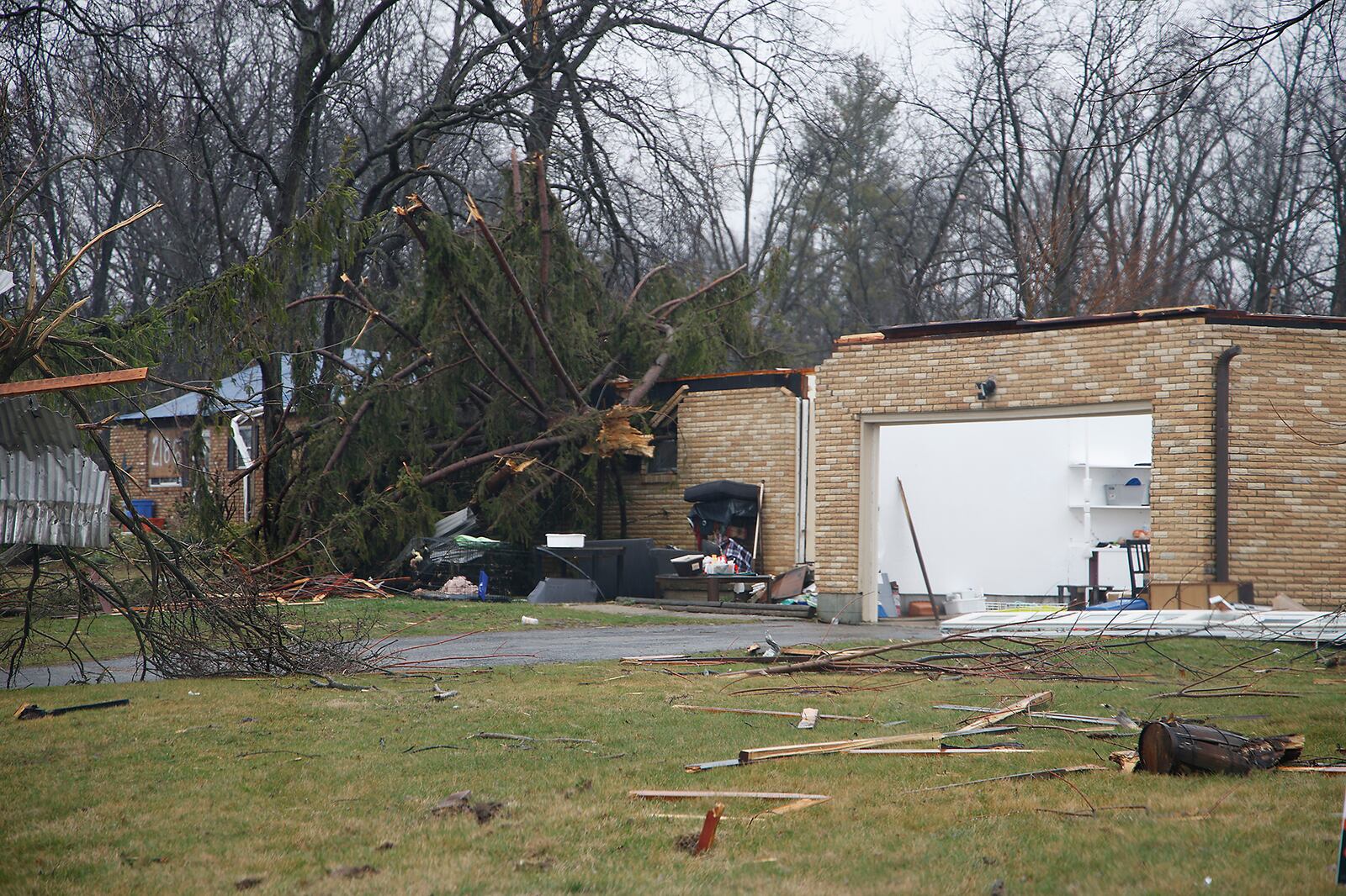 Homes along Ridge Road in Clark County have either been temporarily patched up or moved out of Wednesday, March 6, 2024 a week after an E-F2 tornado ripped through the area. BILL LACKEY/STAFF