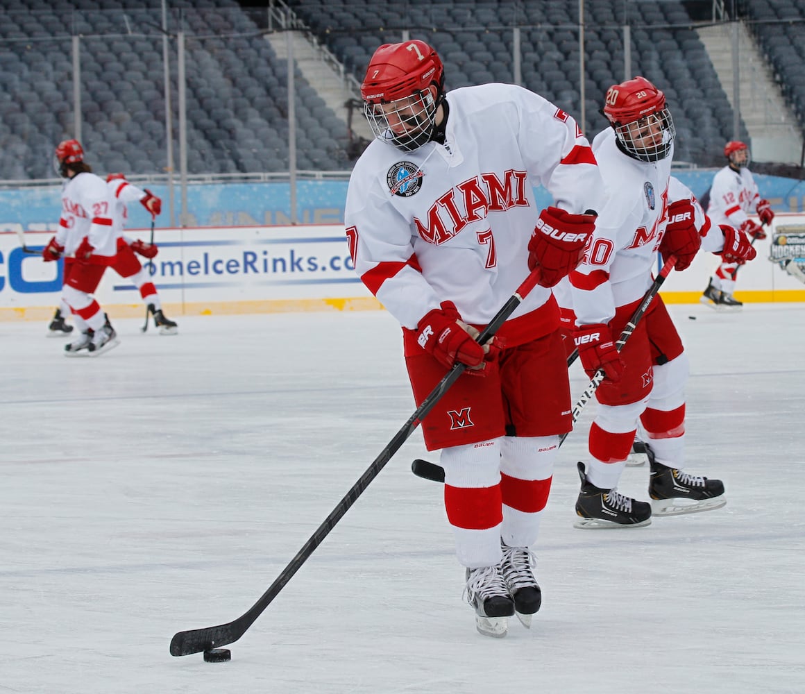 Miami Hockey Practices at Soldier Field