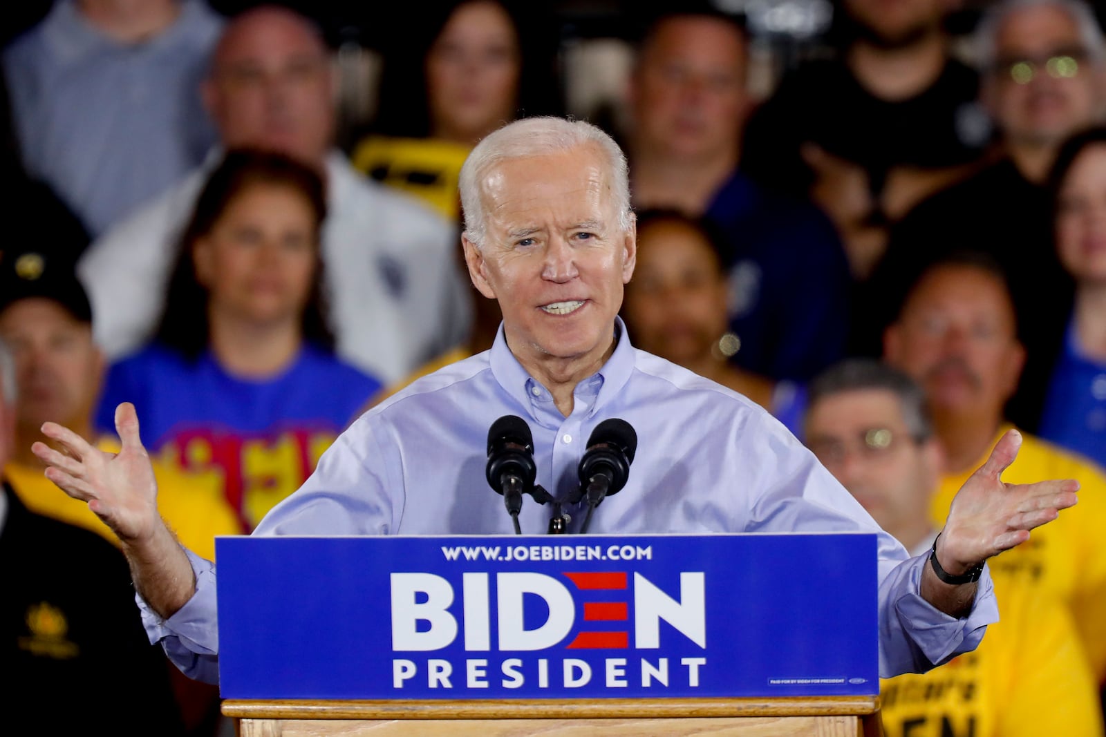 FILE - Democratic presidential candidate former Vice President Joe Biden speaks during a campaign stop in Pittsburgh, April 29, 2019. (AP Photo/Keith Srakocic, File)