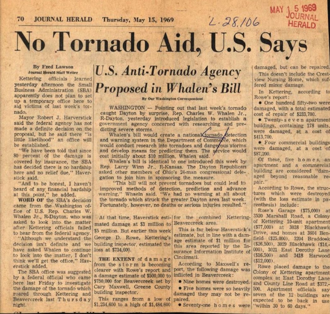 May 8, 1969 tornado that hit Kettering and Beavercreek