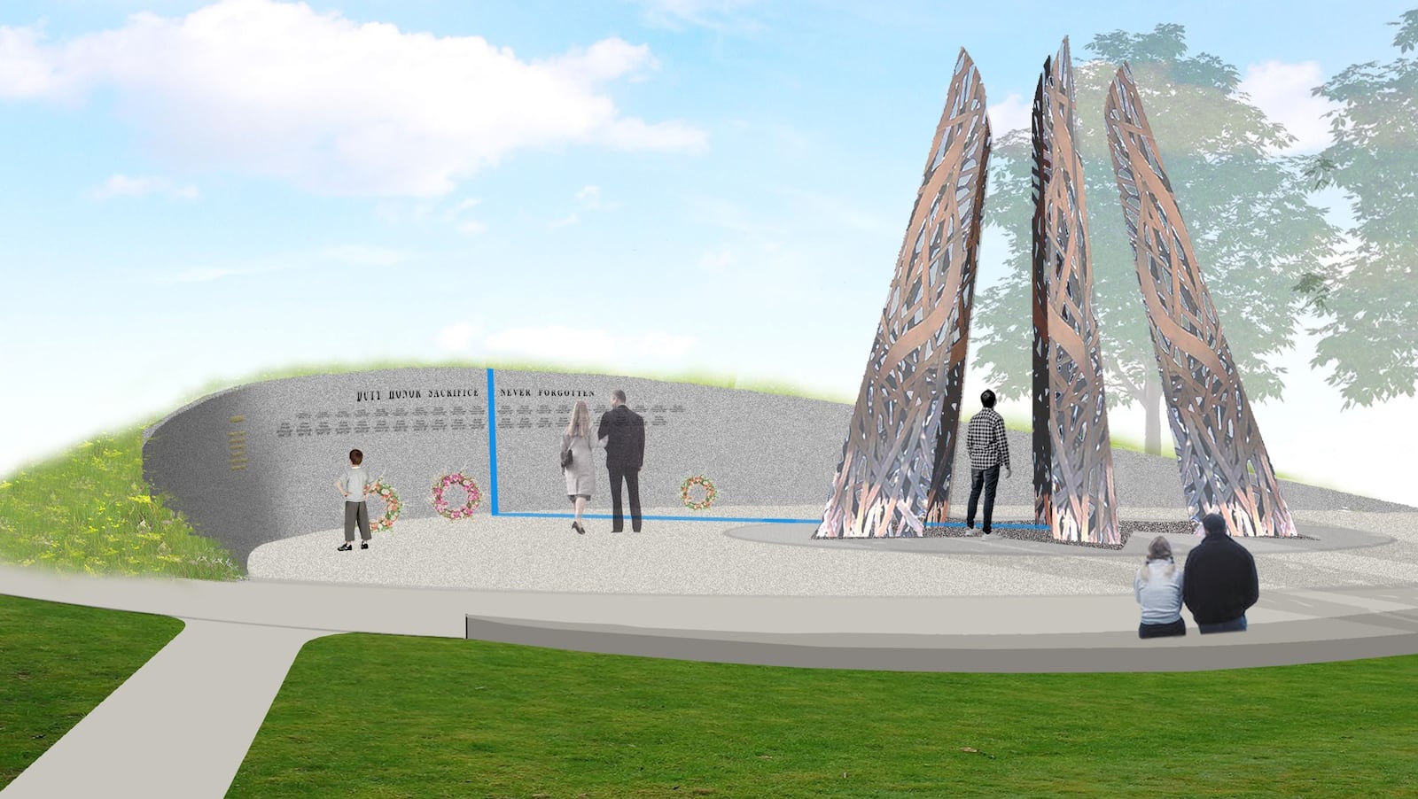 Montgomery County Law Enforcement Memorial Association plans to break ground on a permanent memorial this coming spring behind the Dayton Masonic Center, 525 W. Riverview Ave. The memorial is expected to be completed by October 2024. CONTRIBUTED