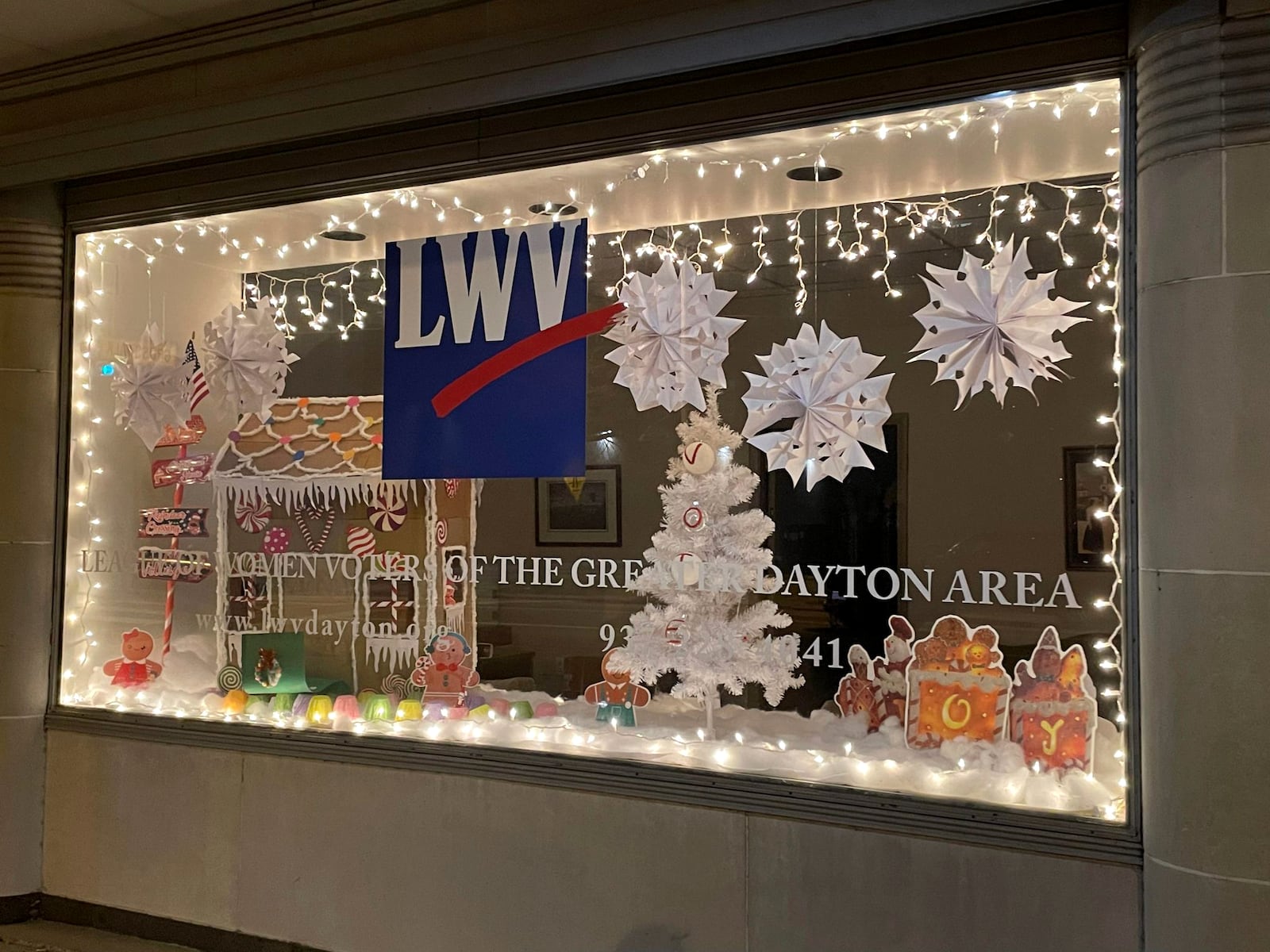 League of Women Voters, competitor in the downtown Dayton Whimsical Windows contest in 2022