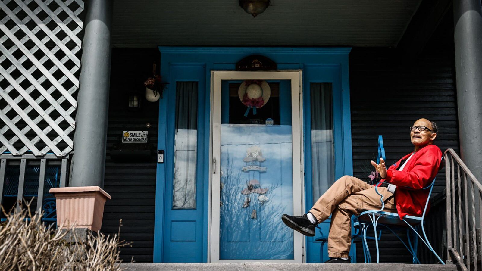 Gene Walter, 82, sits on his porch on Superior Ave. Walter lives near a handful of nuisance properties. JIM NOELKER/STAFF