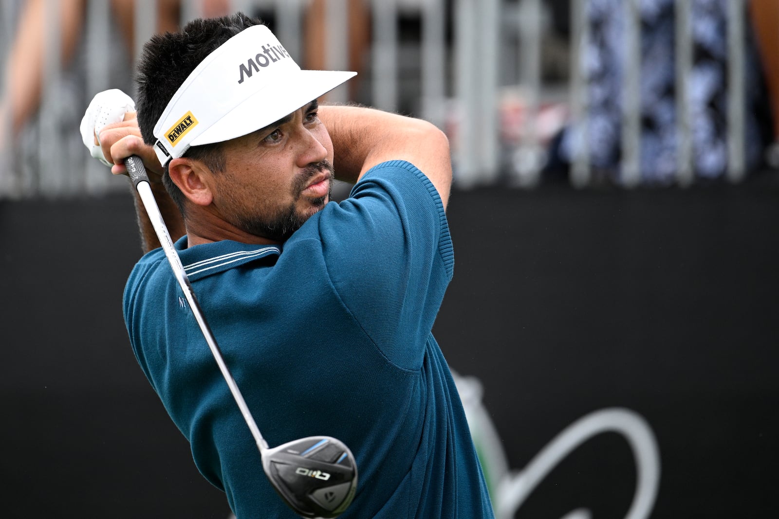 Jason Day, of Australia, tees off on the first hole during the third round of the Arnold Palmer Invitational at Bay Hill golf tournament, Saturday, March 8, 2025, in Orlando, Fla. (AP Photo/Phelan M. Ebenhack)