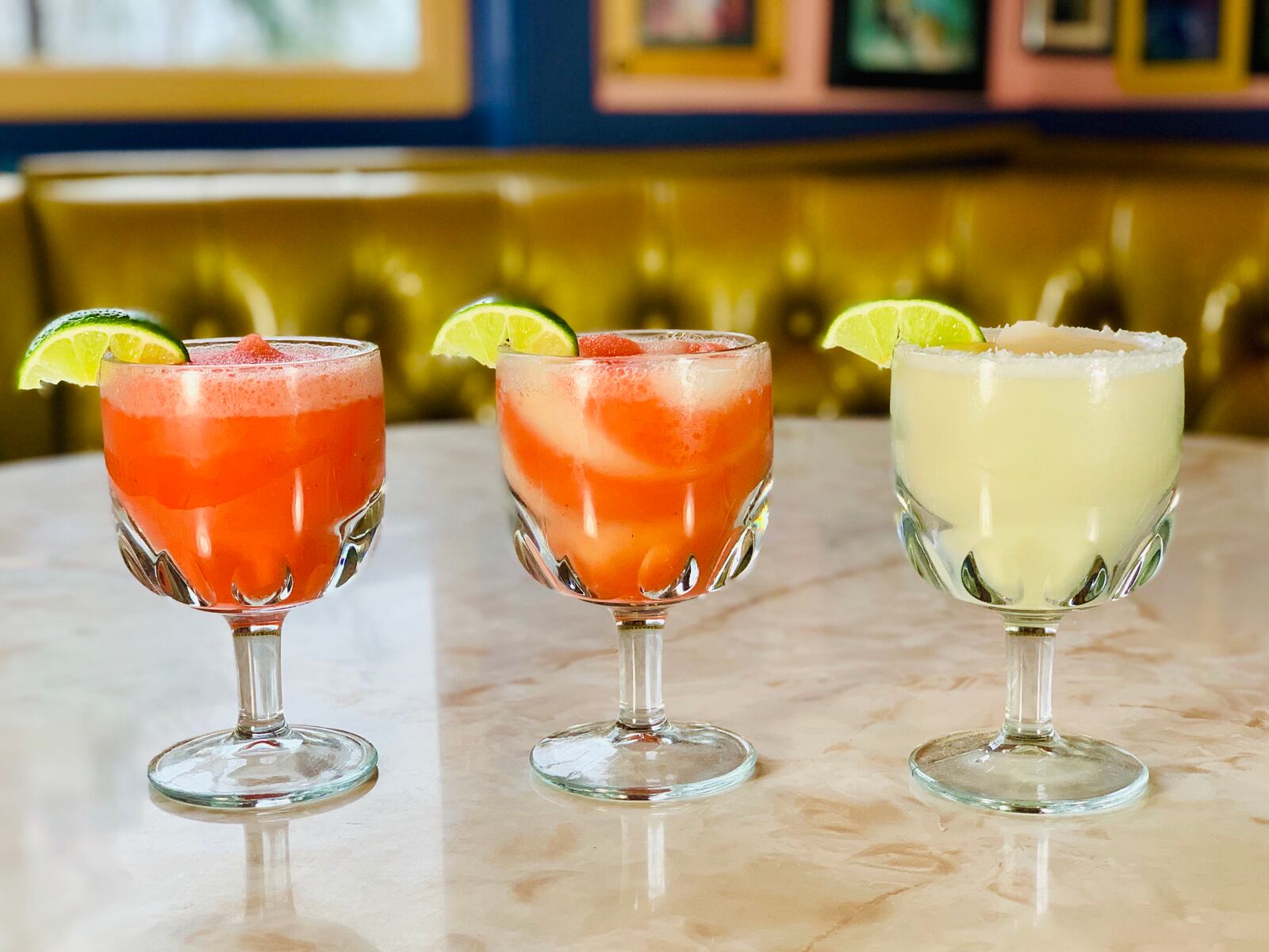 Chuy’s margaritas are made from scratch with simple ingredients: tequila, orange liqueur and lime juice that’s fresh-squeezed in-house every day. Margaritas come in both regular and grande sizes, in a variety of flavors easy to mix, swirl and dot. CONTRIBUTED