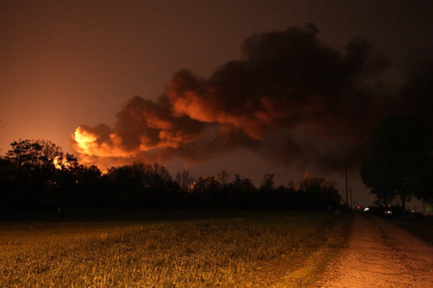 Explosion, fire rocks plant