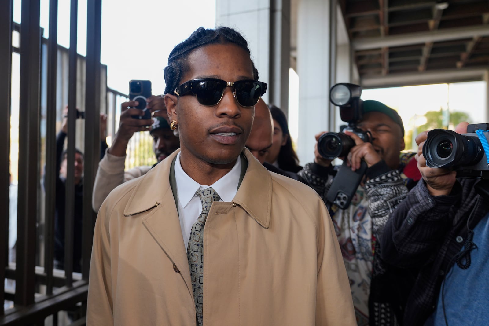 Rapper A$AP Rocky arrives at the Clara Shortridge Foltz Criminal Justice Center in Los Angeles, Wednesday, Jan. 29, 2025. (AP Photo/Damian Dovarganes)