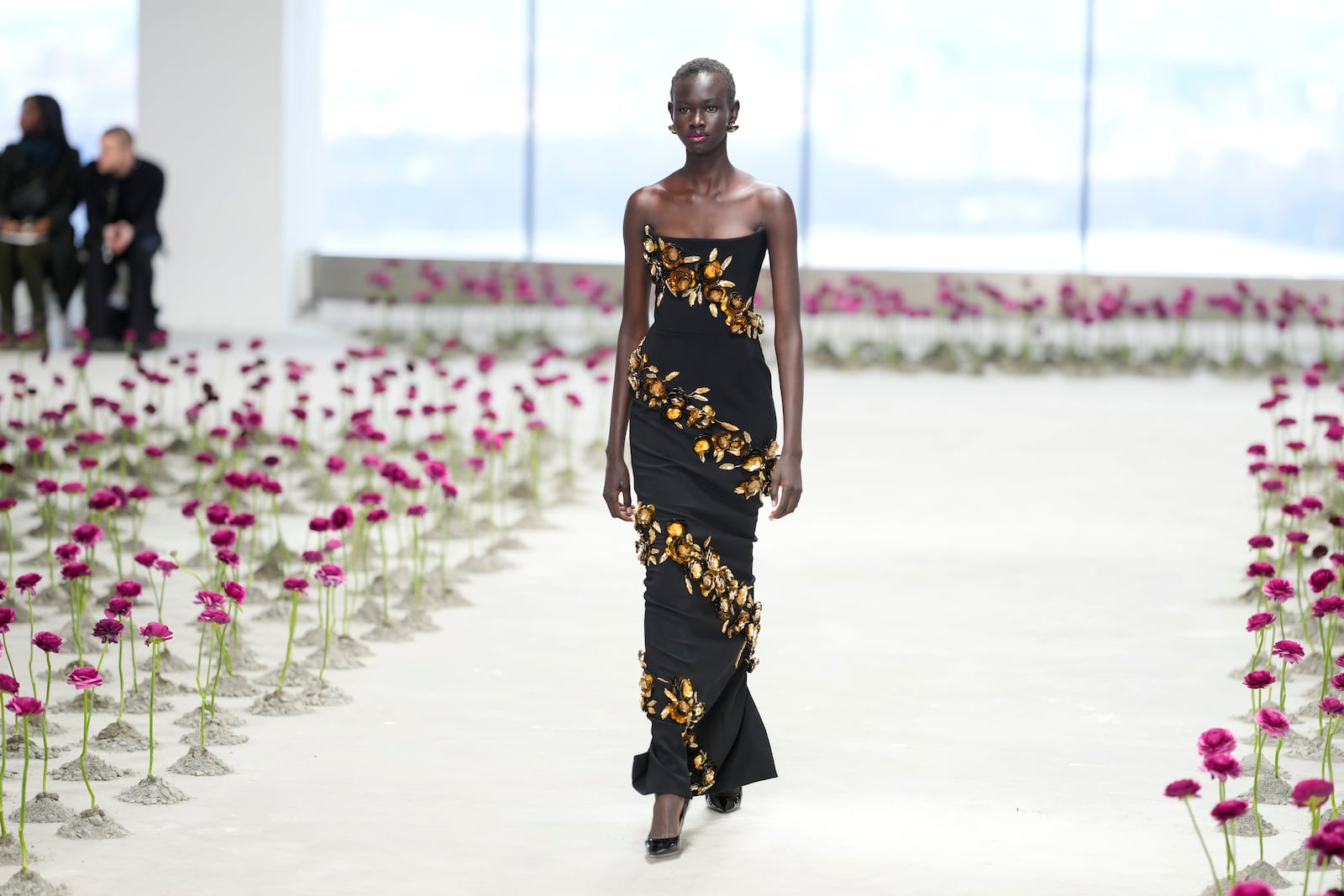 A model walks the runway during the Carolina Herrera Fall/Winter 2025 fashion show as part of New York Fashion Week on Monday, Feb. 10, 2025, in New York. (Photo by Charles Sykes/Invision/AP)