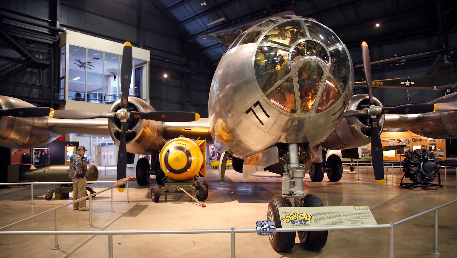 B-29 Bockscar with Little Boy and Fat Man atomic bomb replicas under its wing.  Bockscar dropped Fat Man on Nagasaki, Japan on August 9, 1945.    TY GREENLEES / STAFF