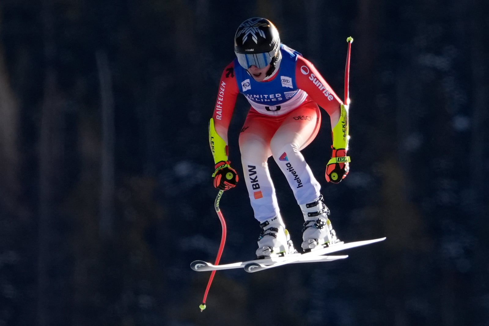 Lara Gut-Behrami, of Switzerland, competes during a women's World Cup downhill training run, Wednesday, Dec. 11, 2024, in Beaver Creek, Colo. (AP Photo/Robert F. Bukaty)