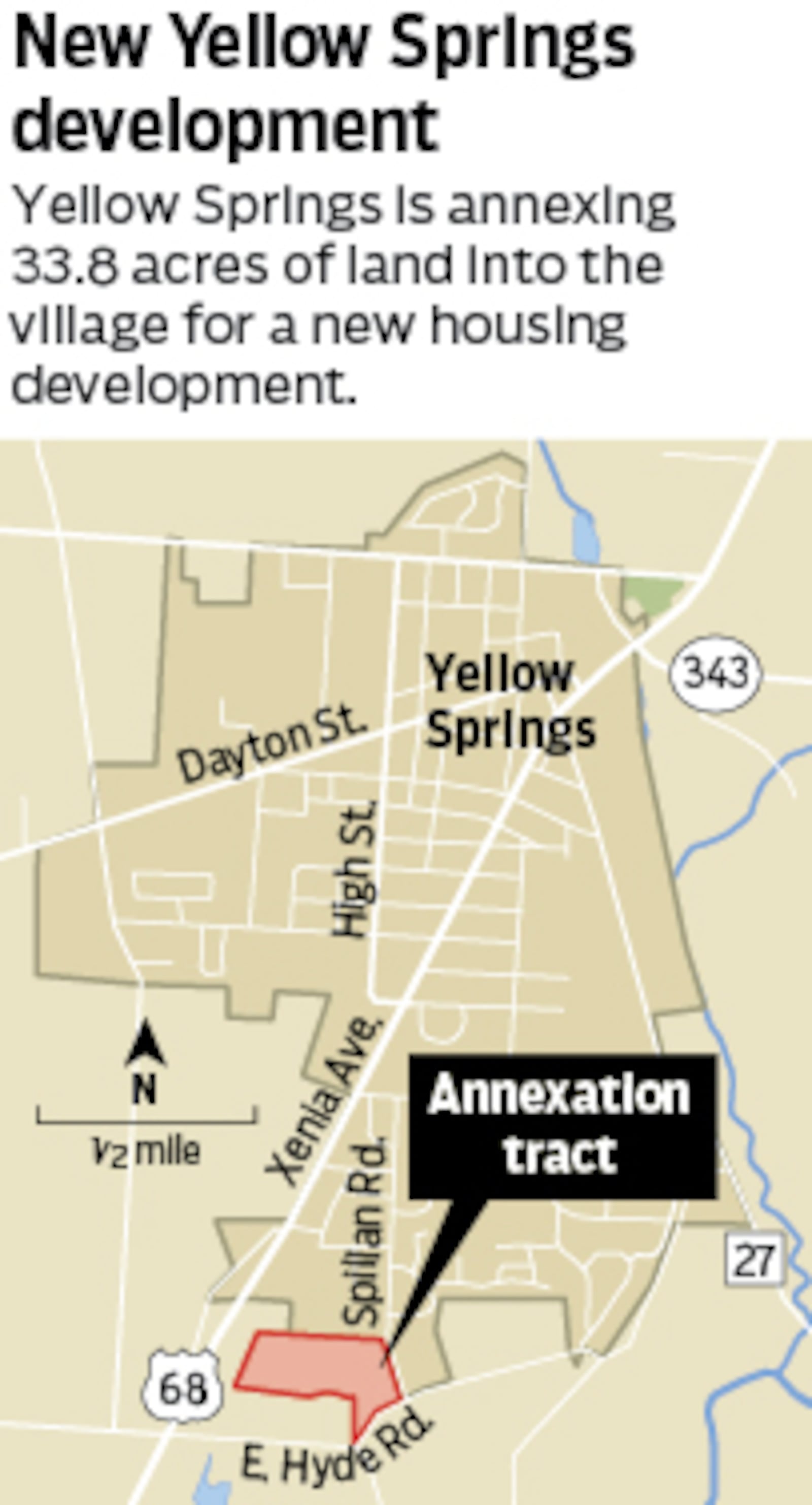 A map of the annexation tract in Yellow Springs. Credit: Mark Freistedt