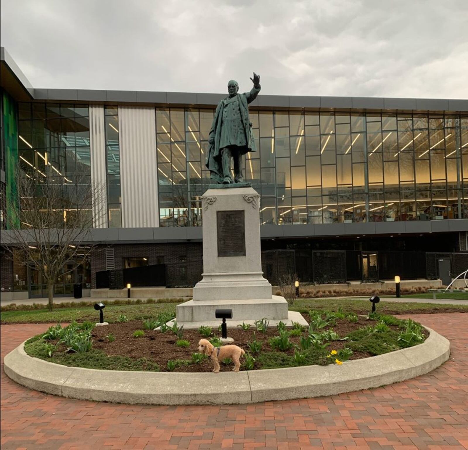 Jim Garvey takes his dog Pluto on daily walks in downtown Dayton, posting photos and sharing history lessons about the Gem City to cheer his friends on social media during the coronavirus pandemic. JIM GARVEY / CONTRIBUTED