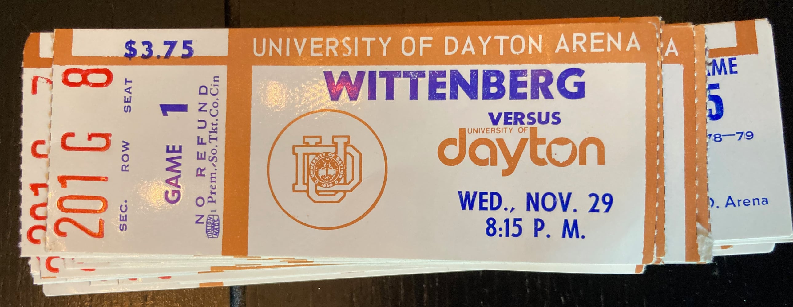 Dayton Flyers ticket stubs