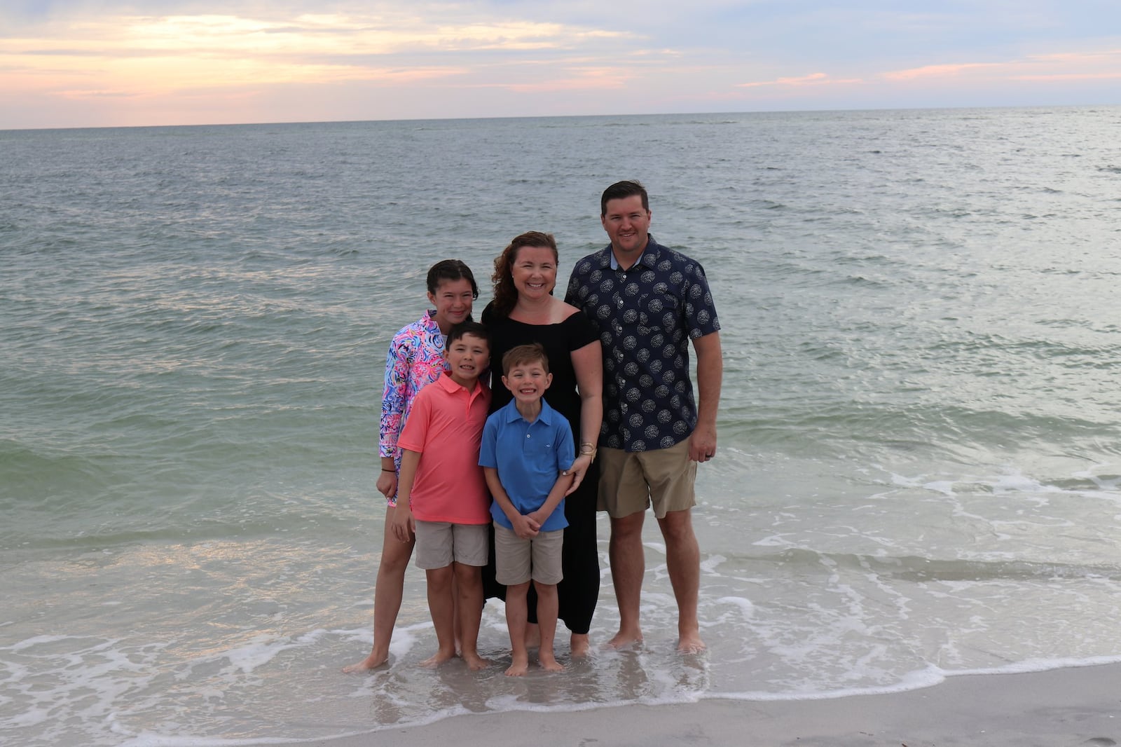 The Vinskey family of Hamilton was selected to participate in the Pink Ribbon Girls’ inaugural Four by the Shore program, which offers an all-expenses-paid vacation for Stage 4 cancer patients and their families. They spent a week in North Captiva Island, Florida. Marysusan and John Vinskey of Hamilton on the beach with their children (from left) Maggie, Jack and Sam.CONTRIBUTED