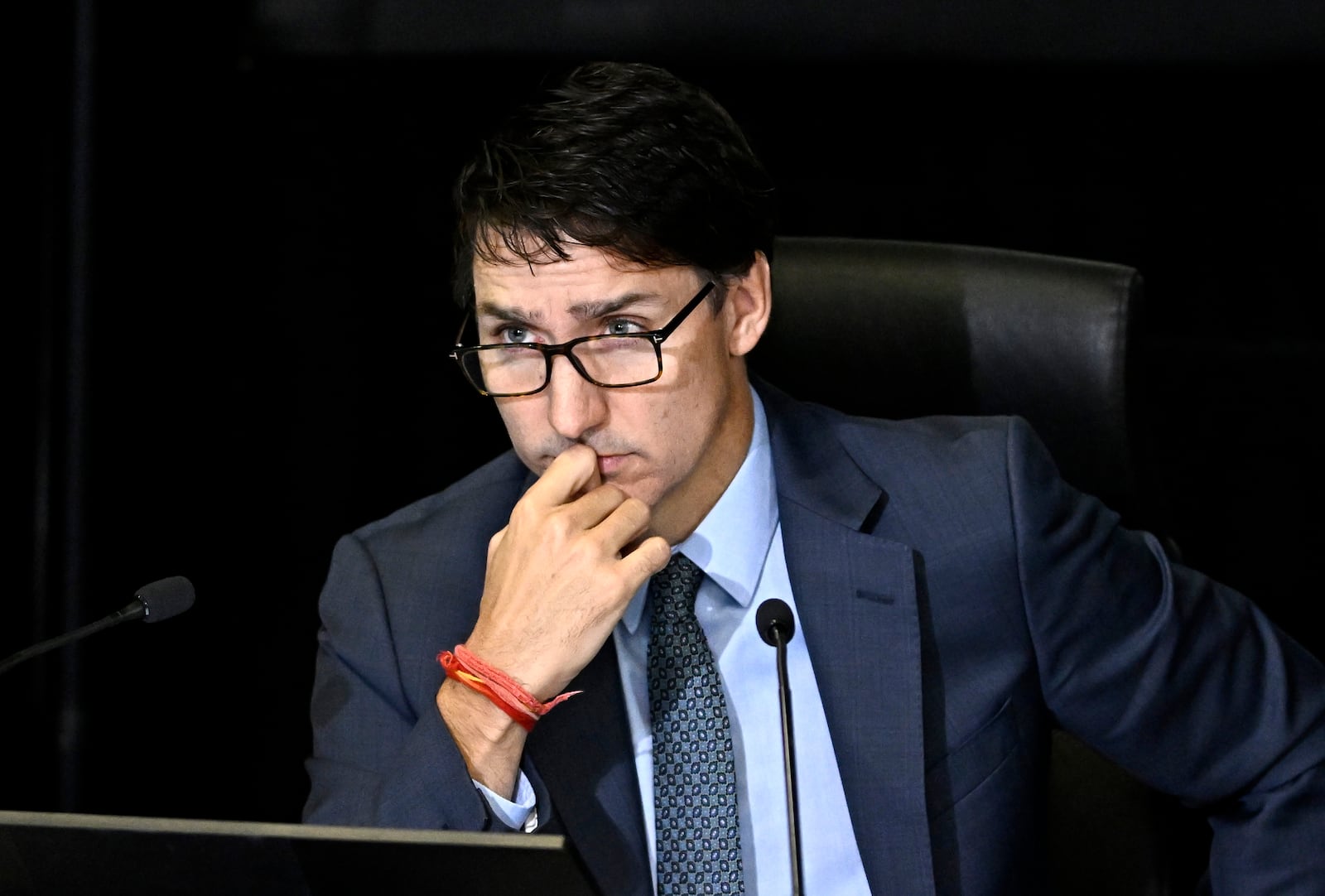 Canada's Prime Minister Justin Trudeau appears as a witness at the Foreign Interference Commission in Ottawa, Ontario, Wednesday, Oct. 16, 2024. (Justin Tang/The Canadian Press via AP)