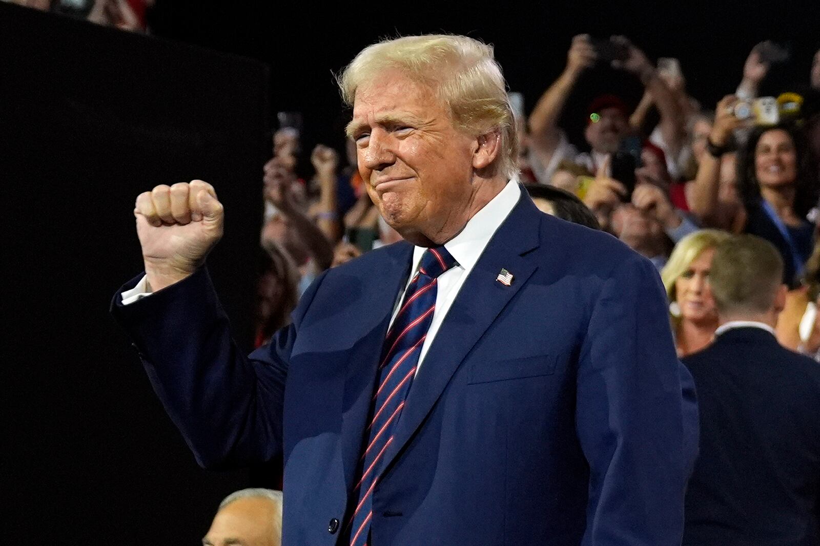 Republican presidential candidate former President Donald Trump arrives on third day of the Republican National Convention at the Fiserv Forum, Wednesday, July 17, 2024, in Milwaukee. (AP Photo/Evan Vucci)