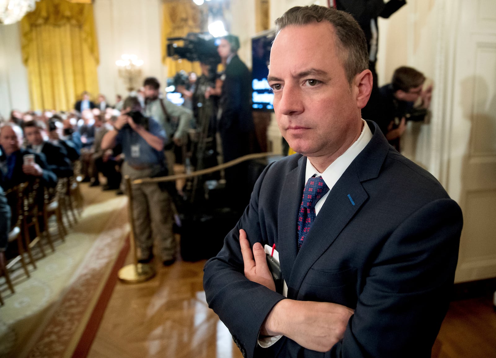 FILE - President Donald Trump's Chief of Staff Reince Priebus attends an event in the East Room at the White House in Washington, June 5, 2017. (AP Photo/Andrew Harnik, File)