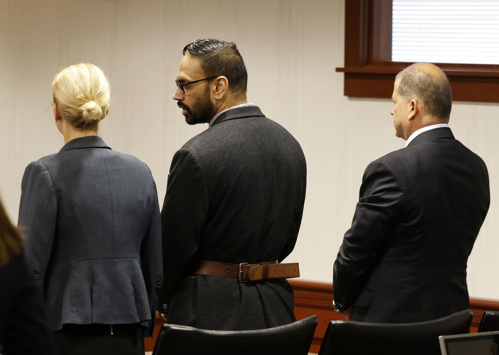 A 3-judge panel of Butler County judges Keith Spaeth, left, Gregory Howard, center, and Greg S. Stephens sentence Gurpreet Singh to death Tuesday, May 14, 2024 in Butler County Common Pleas Court in Hamilton. Gurpreet Singh was found guilty on all counts in for killing 4 members of his family in 2019 in West Chester Township. NICK GRAHAM/STAFF