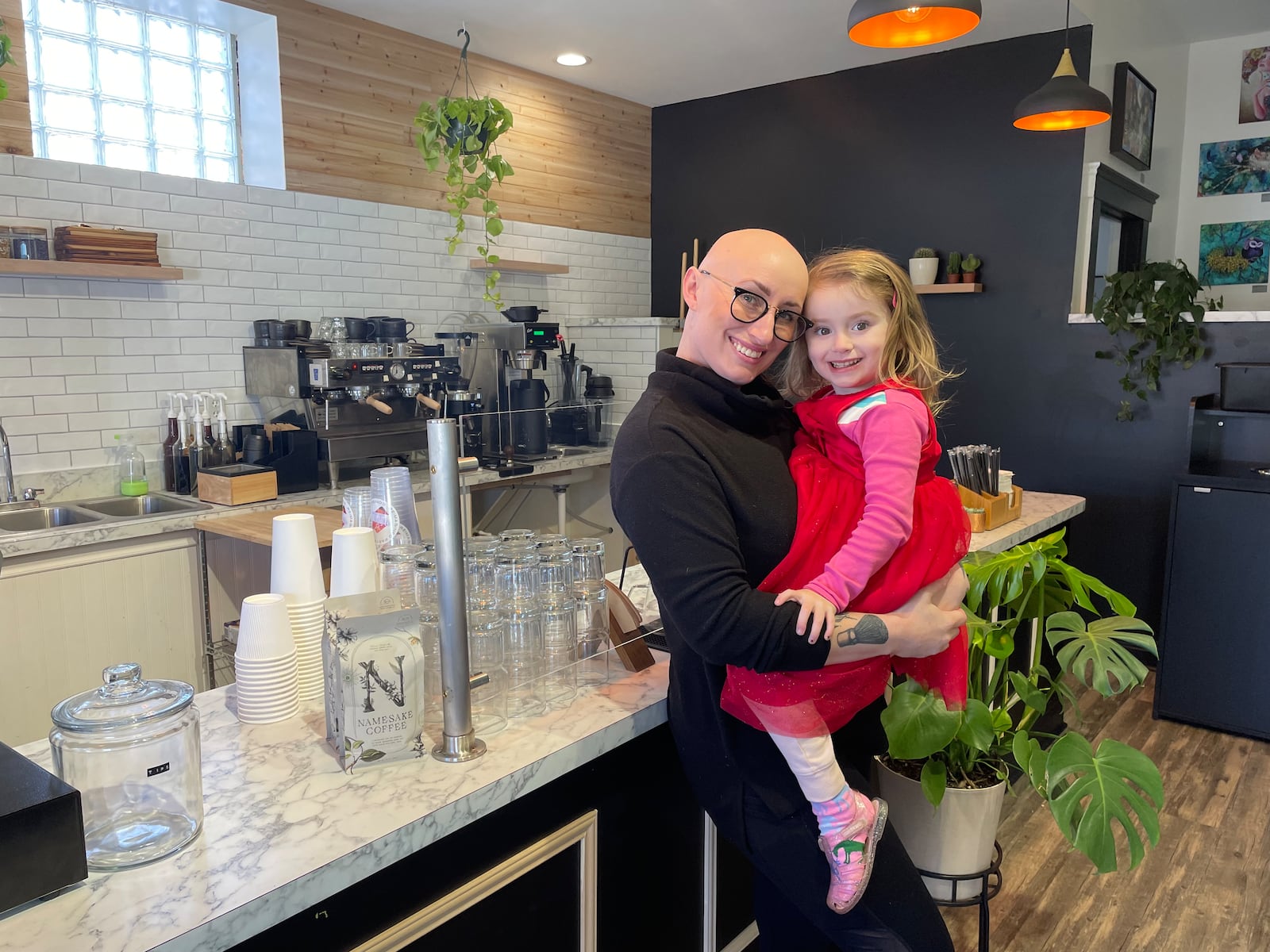 Val’s Bakery is opening Monday, March 27 at 1120 Brown St. in Dayton. Pictured is owner Paige Woodie and her daughter, Finnley. NATALIE JONES/STAFF