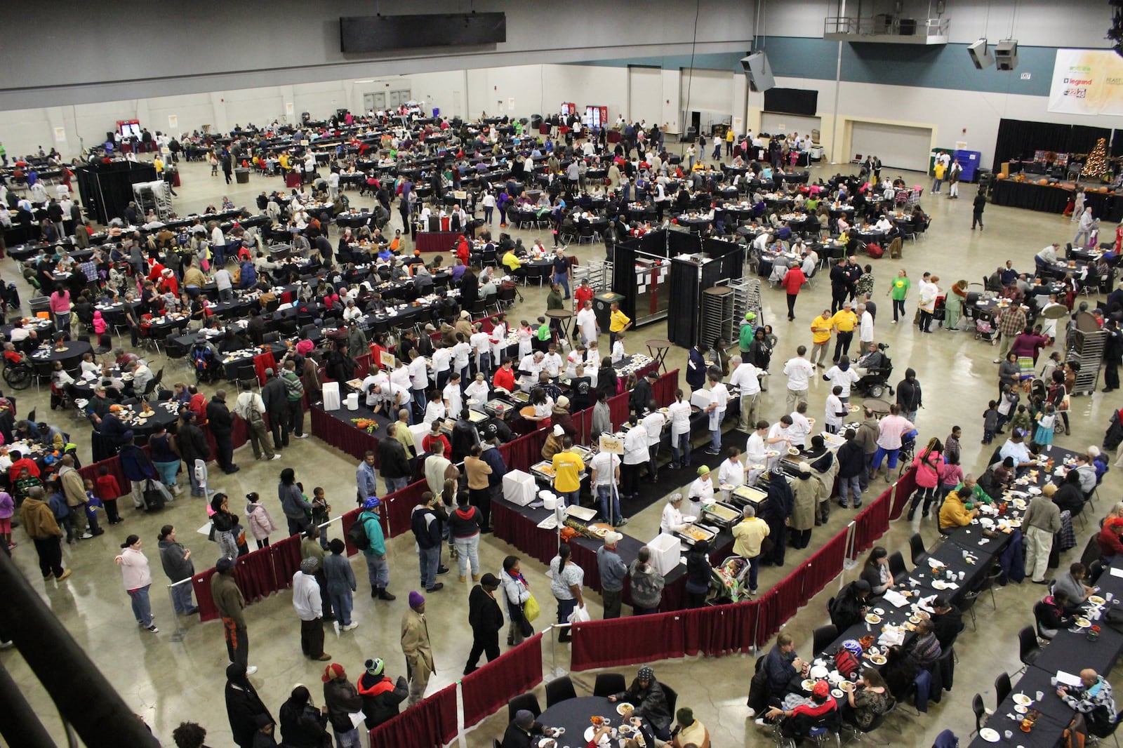 Thousands were fed a hot Thanksgiving Day meal during A Feast of Giving at the Dayton Convention Center Thursday, Nov. 26, 2015.